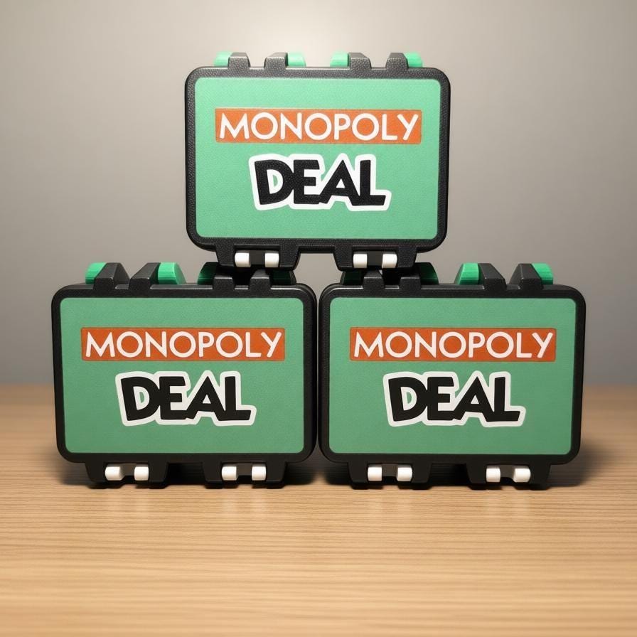 Monopoly Deal Card Case | Travel Game Card Organizer | Compact Deck Holder