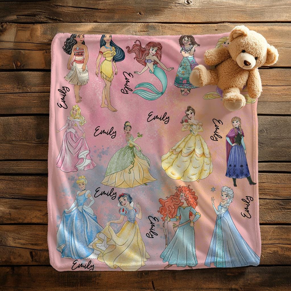 Personalized  Disney Princesses Blanket, Disney Princess Blanket,Customizable Toddler Throw Blanket, Baby Shower Gift, Disney Nursery Decor