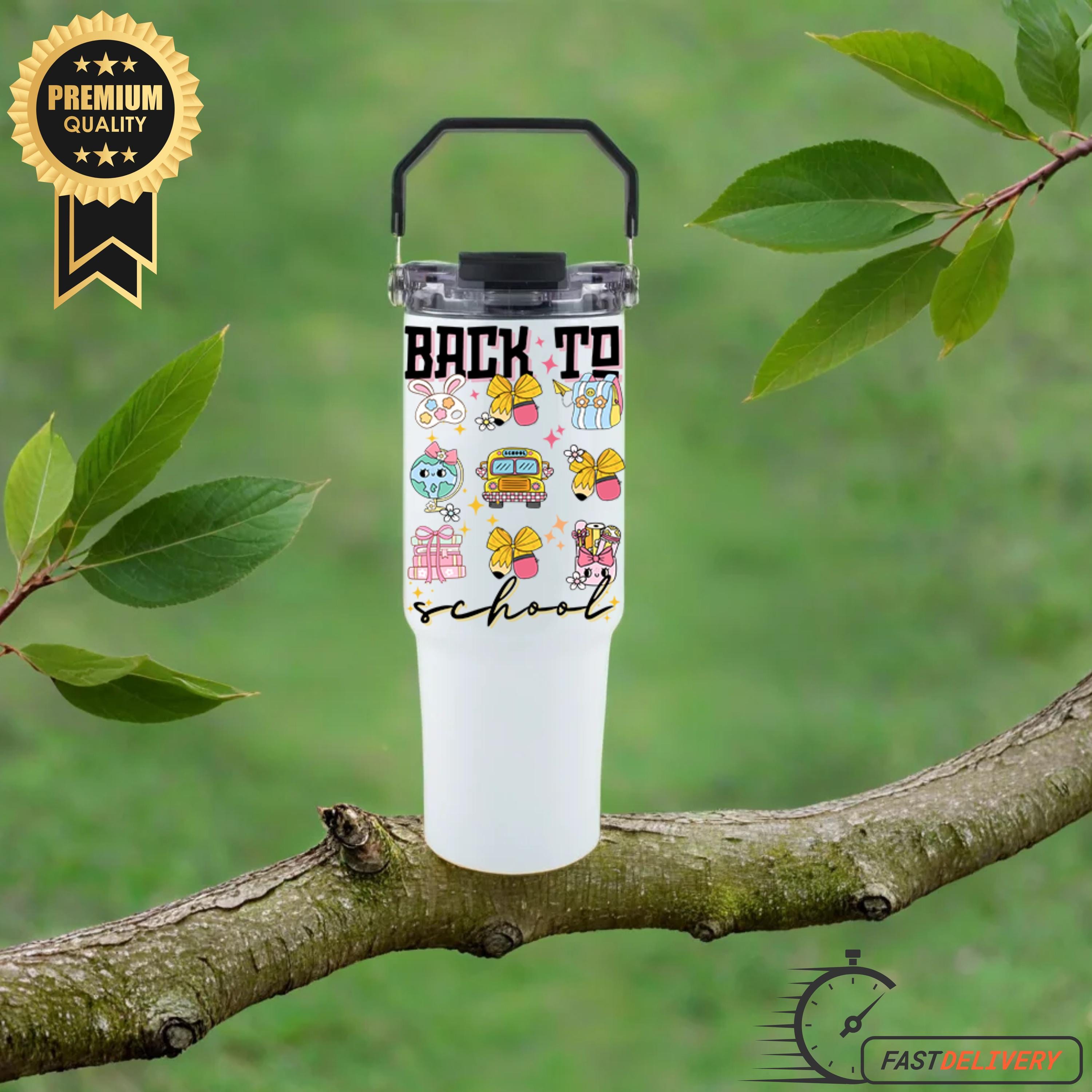 Cute Back to School Tumbler, Teacher Student Tumbler, Teacher Appreciation Gift, Thank You Teacher Gift,40oz Teacher Tumbler with Handle,