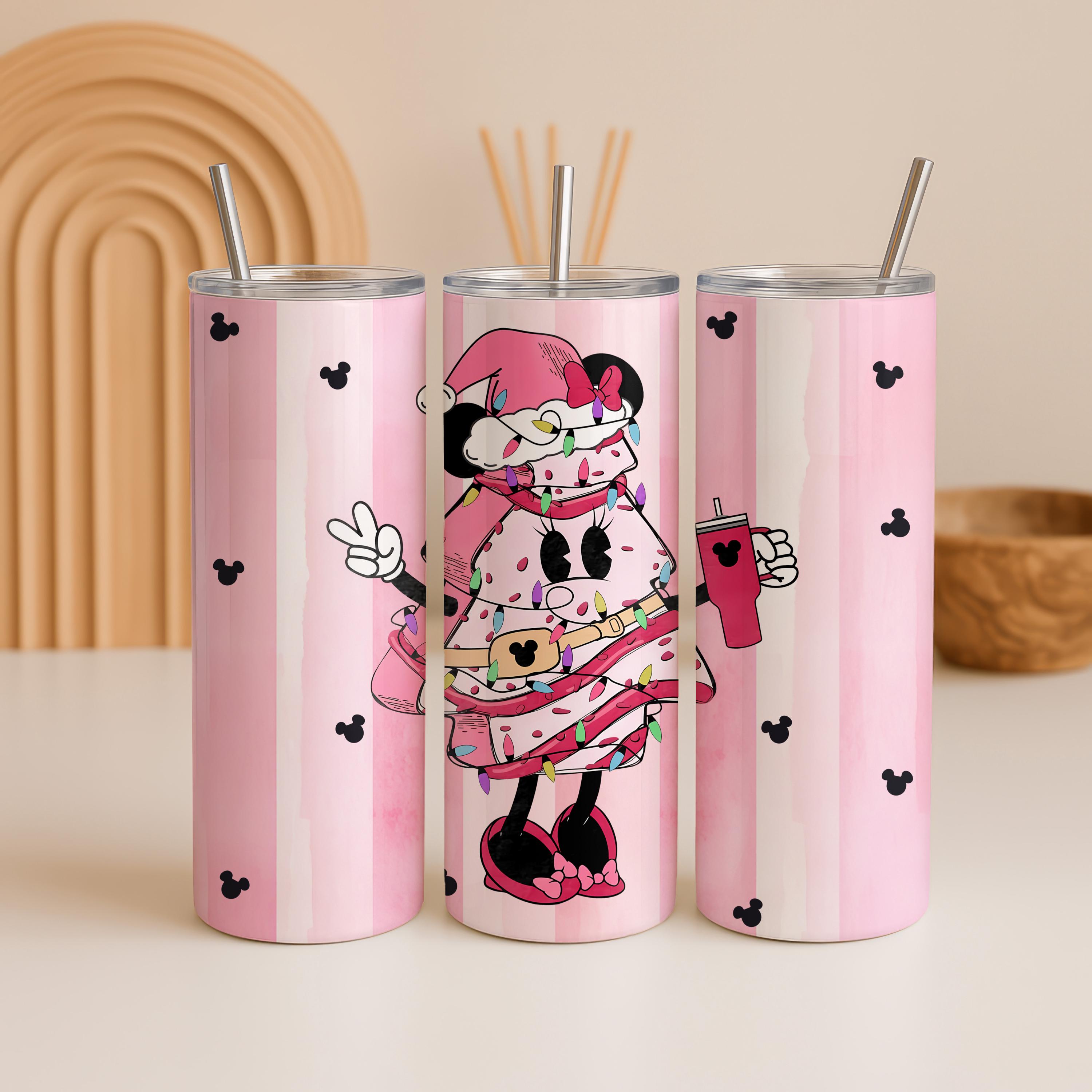 Pink Christmas Tree Cake 20 0z Skinny Tumbler, Christmas Snack Cake Tumbler, Pink Christmas Cup, Christmas Gift, Insulated Tumbler Gifts