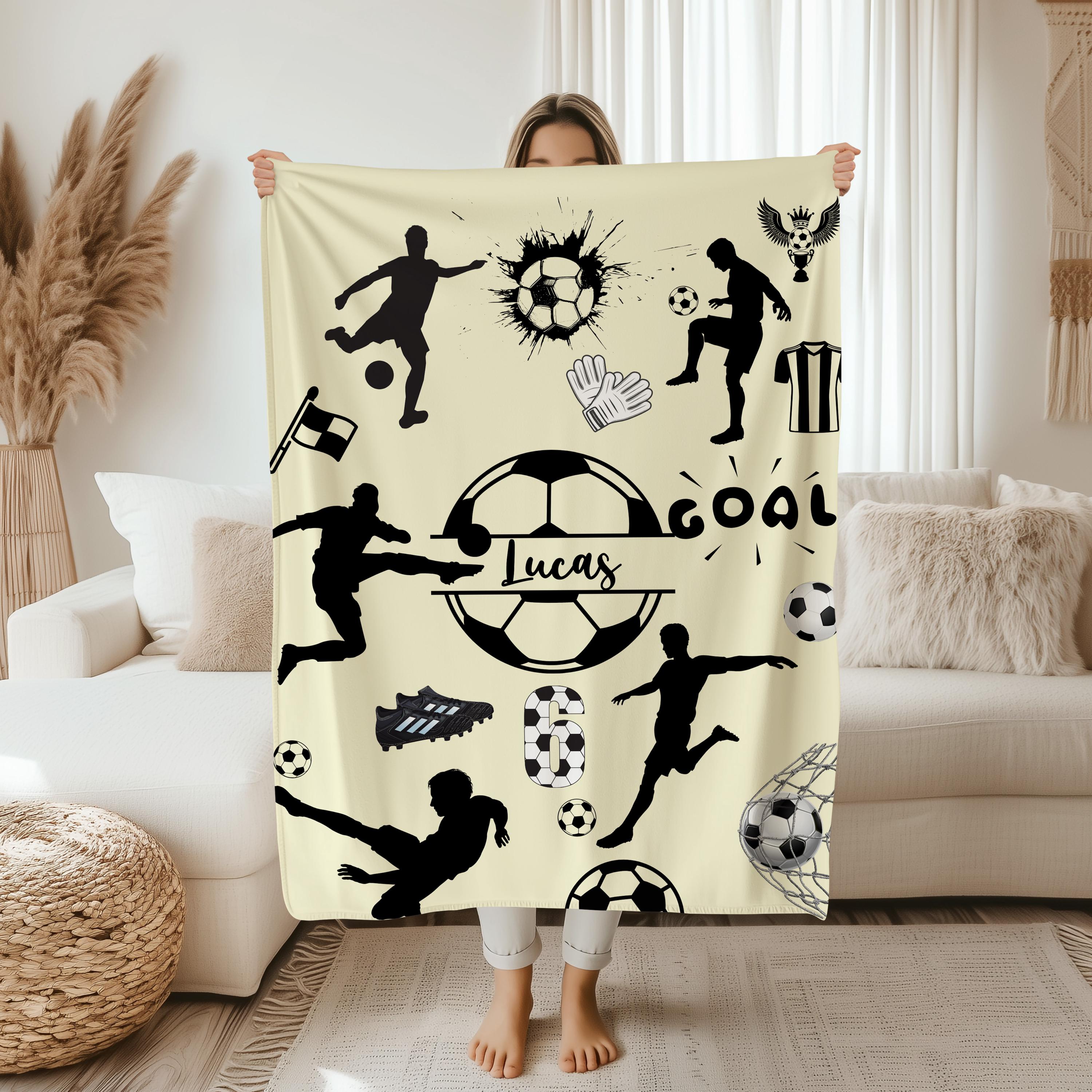 Custom Name Football Blanket,Soccer Name Blanket,Sports Blanket for Husband /Boyfriend /Dad /Team,Football Gift, Custom Football Team Throw