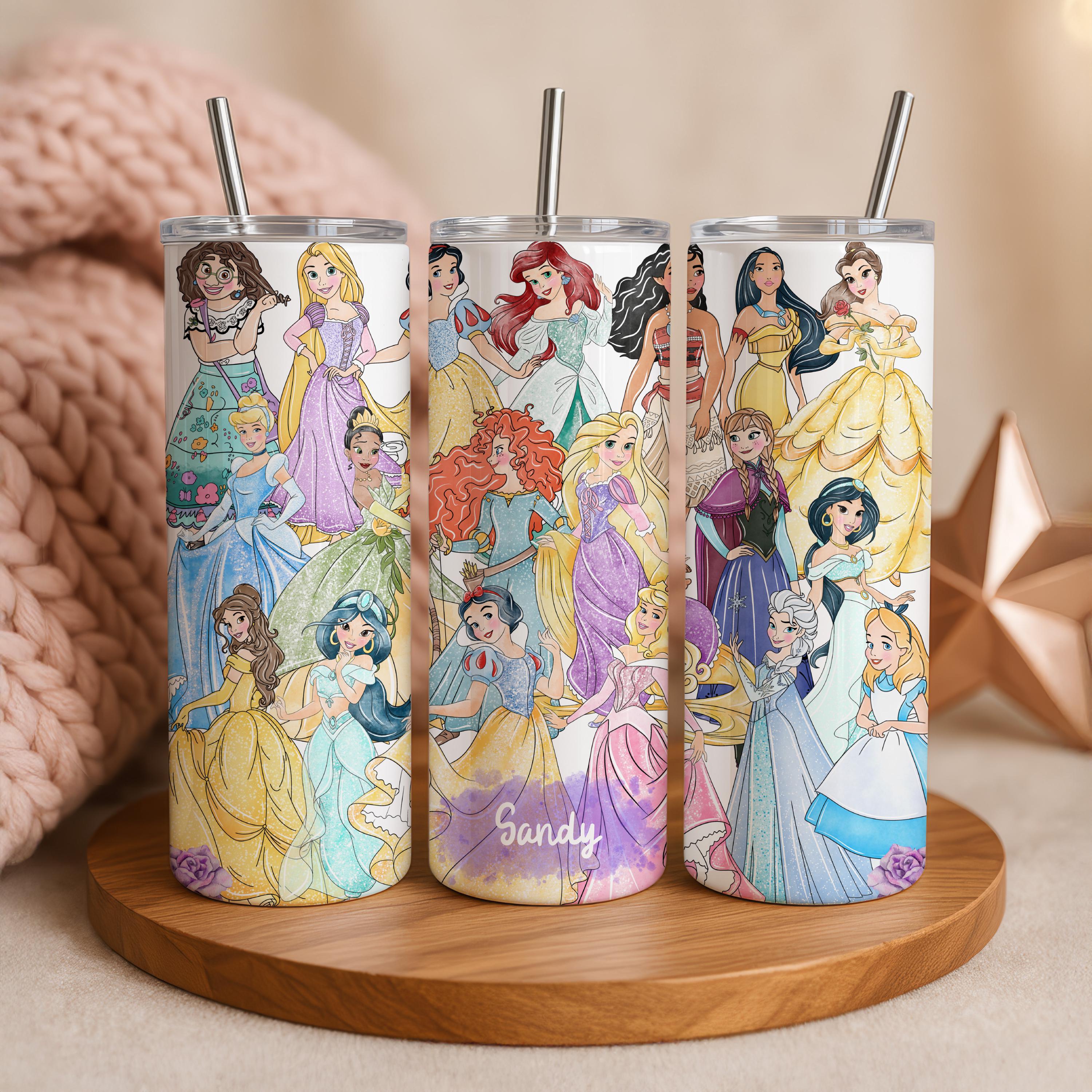 Custom Disney Princess Cartoon Tumbler, Princess Squad 20oz Skinny Tumbler, Custom Girl Tumbler, Magical Kingdom Tumbler,Cute Daughter Gifts