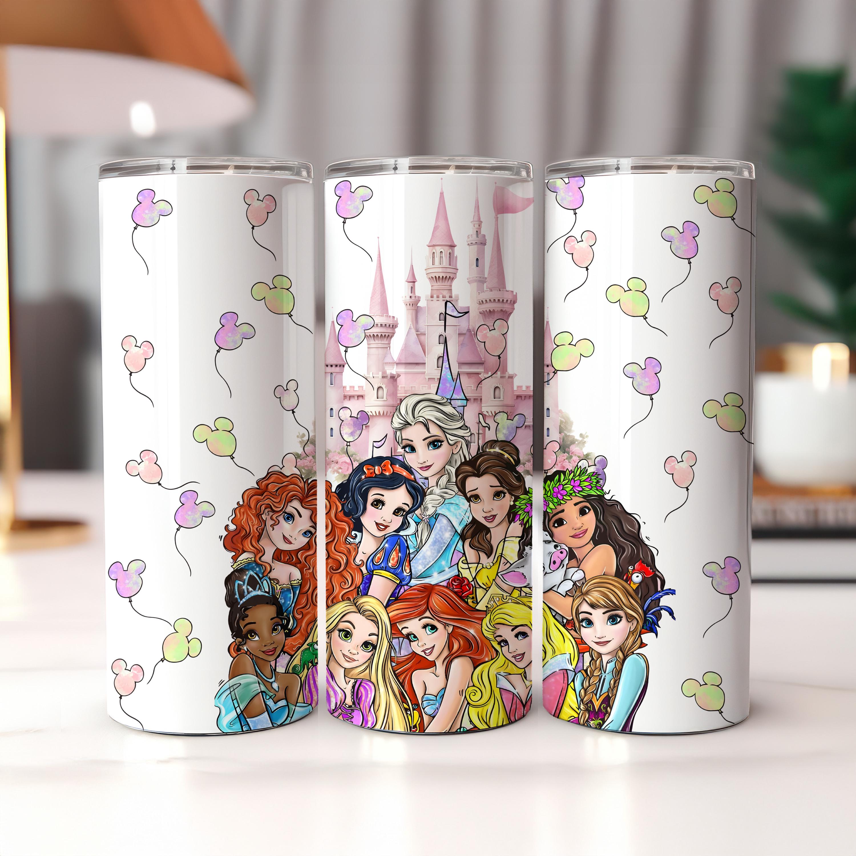 Disney Princess Tumbler, 20oz Skinny Tumbler, Girl Tumbler Gifts, Princess Tumbler,Princess Water Bottle,Disneyland Princess Girl Travel Mug