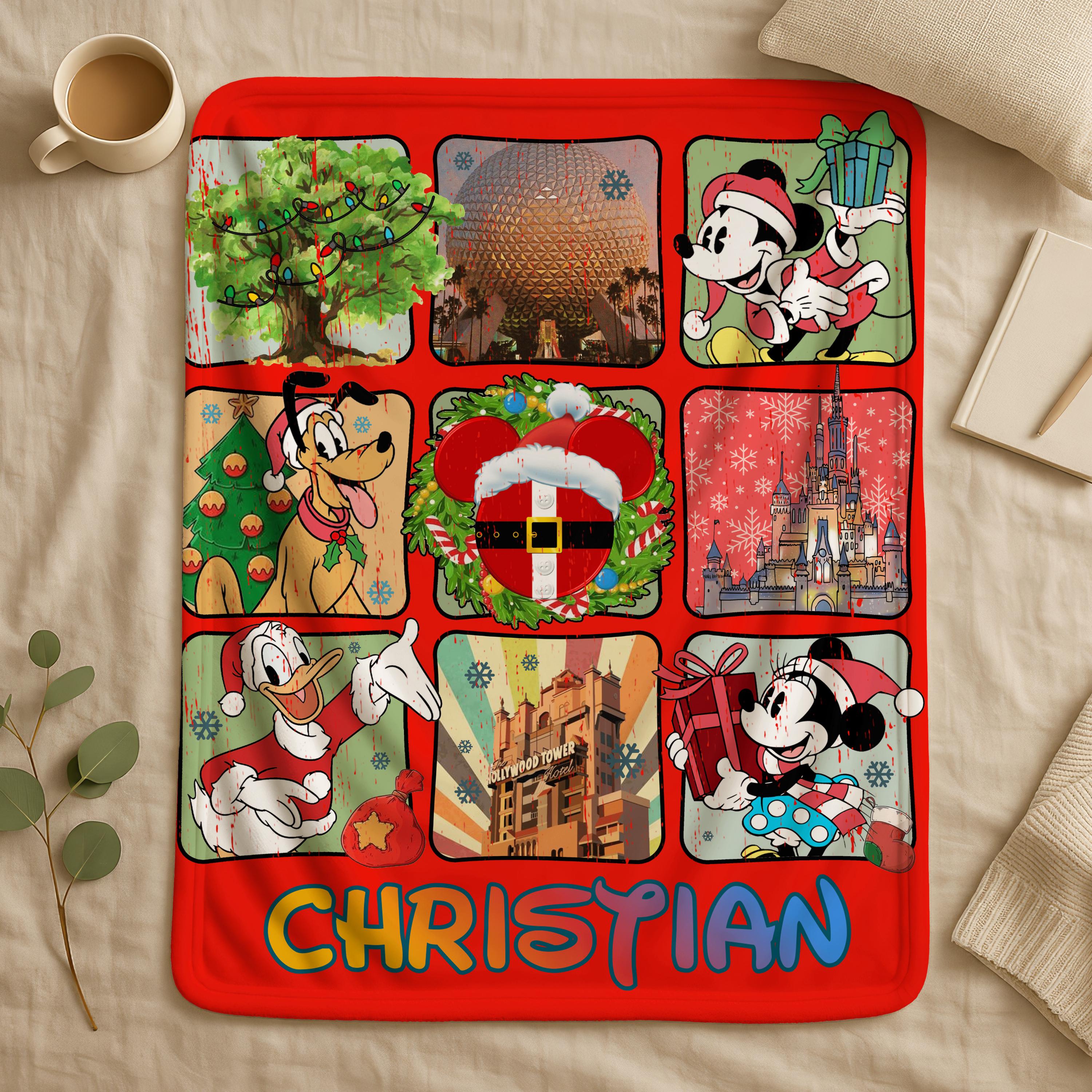 Mickey and Friends Disney Christmas Blanket,Disneyland Mickey Santa Claus Christmas Blanket,Christmas Gift,Kids Blanket,Magical Castle Throw