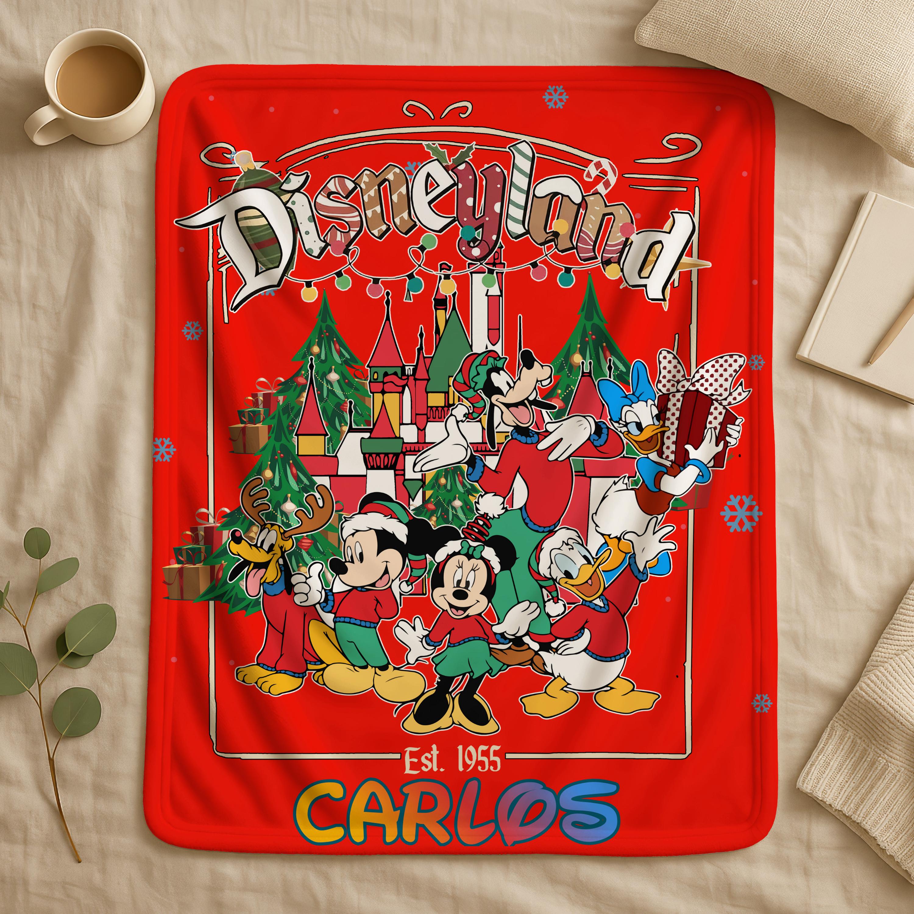 Custom Name Disneyland Christmas Blanket,Disney Magical Castle Baby Blanket,Custom Name Pastel Disney Blanket,Disney Nursery Throw,Xmas Gift