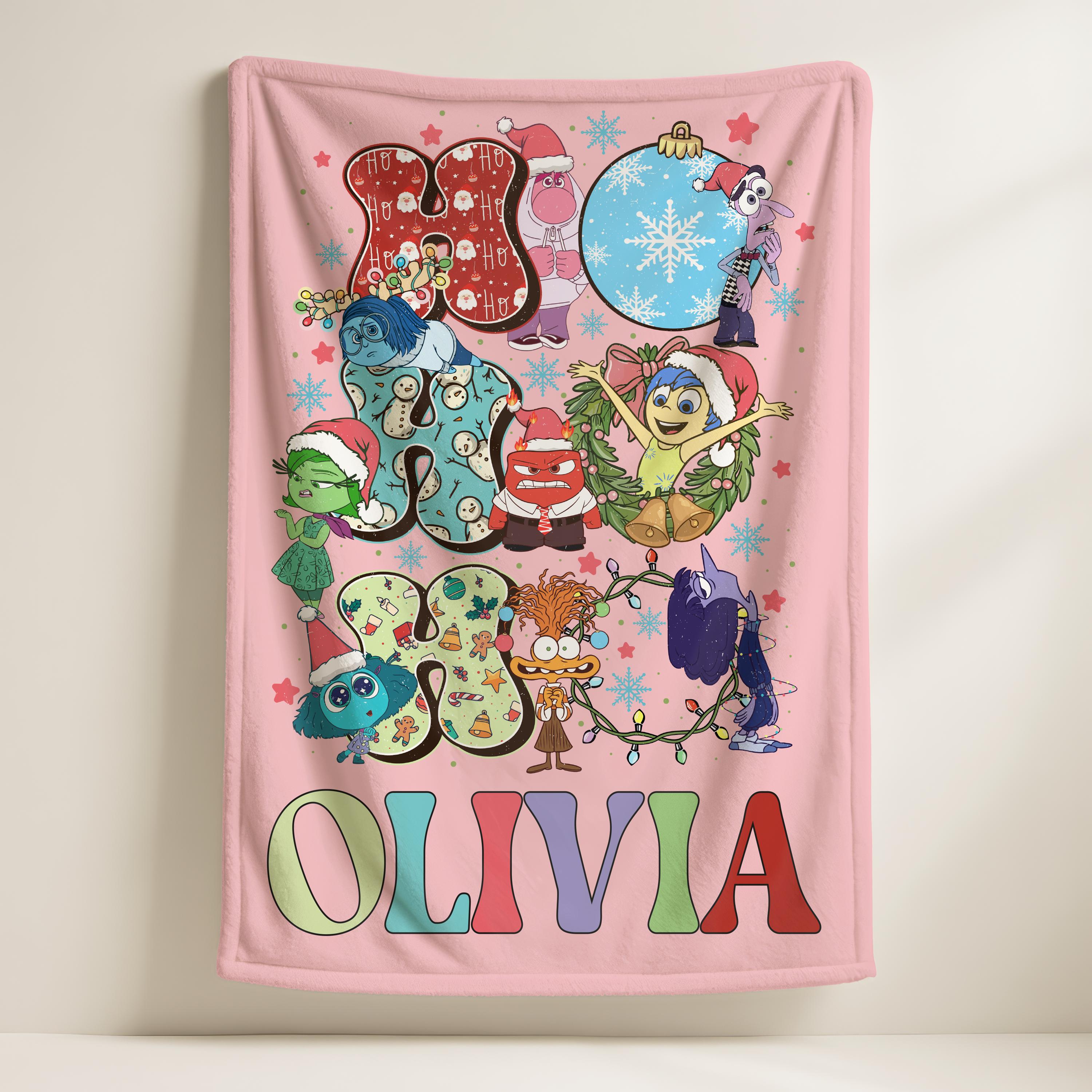 Disney Inside Out 2 Blanket, Custom Name Blanket For Kids, Disney World Friendship Blanket,Inside Out Emotions Gift Blanket,Christmas Gift