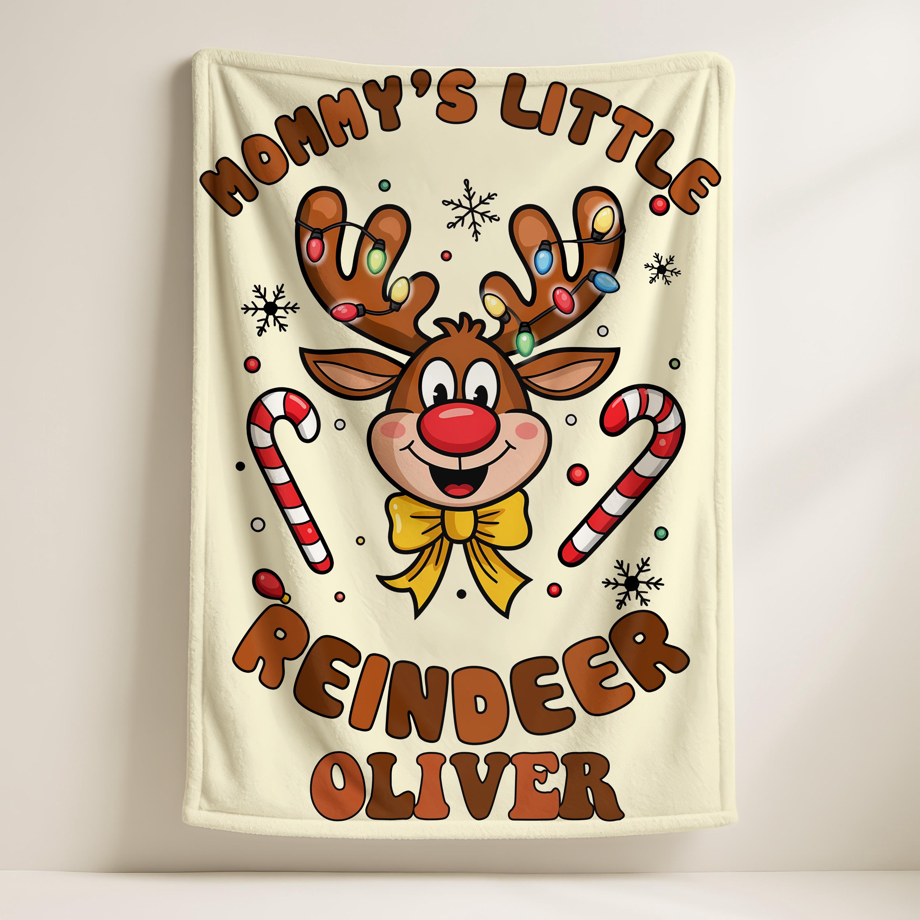Personalised Christmas Baby Blanket, M ommy's Little Reindeer Kids Blanket,Nursery Holiday Throw, Christmas Decoration, Home Decor,Xmas Gift