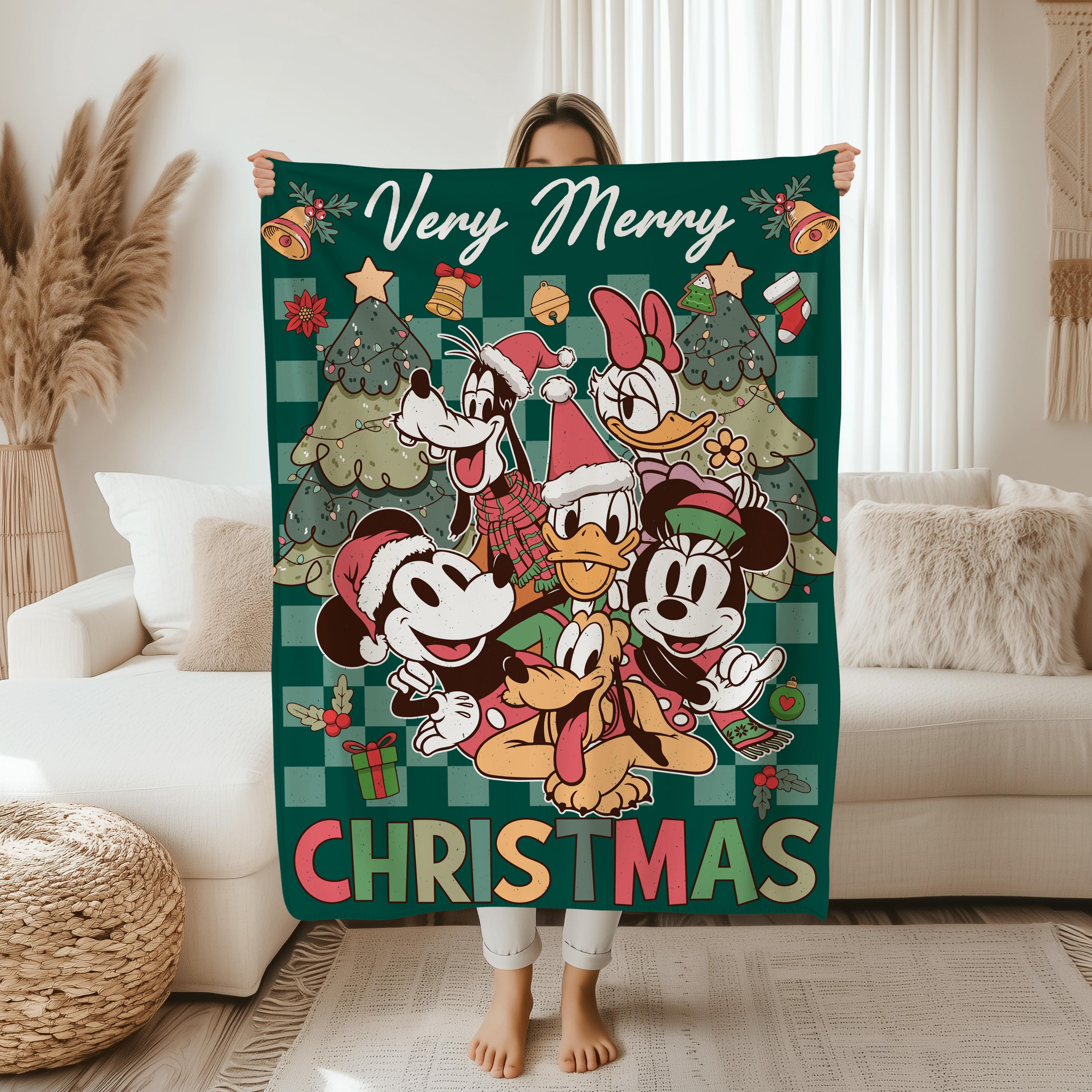 Disney Mickey's Very Merry Christmas Blanket,Mickey And Friends Christmas Blanket,Birthday Gift for Kids, Funny Mickey & Friend Nursery Gift
