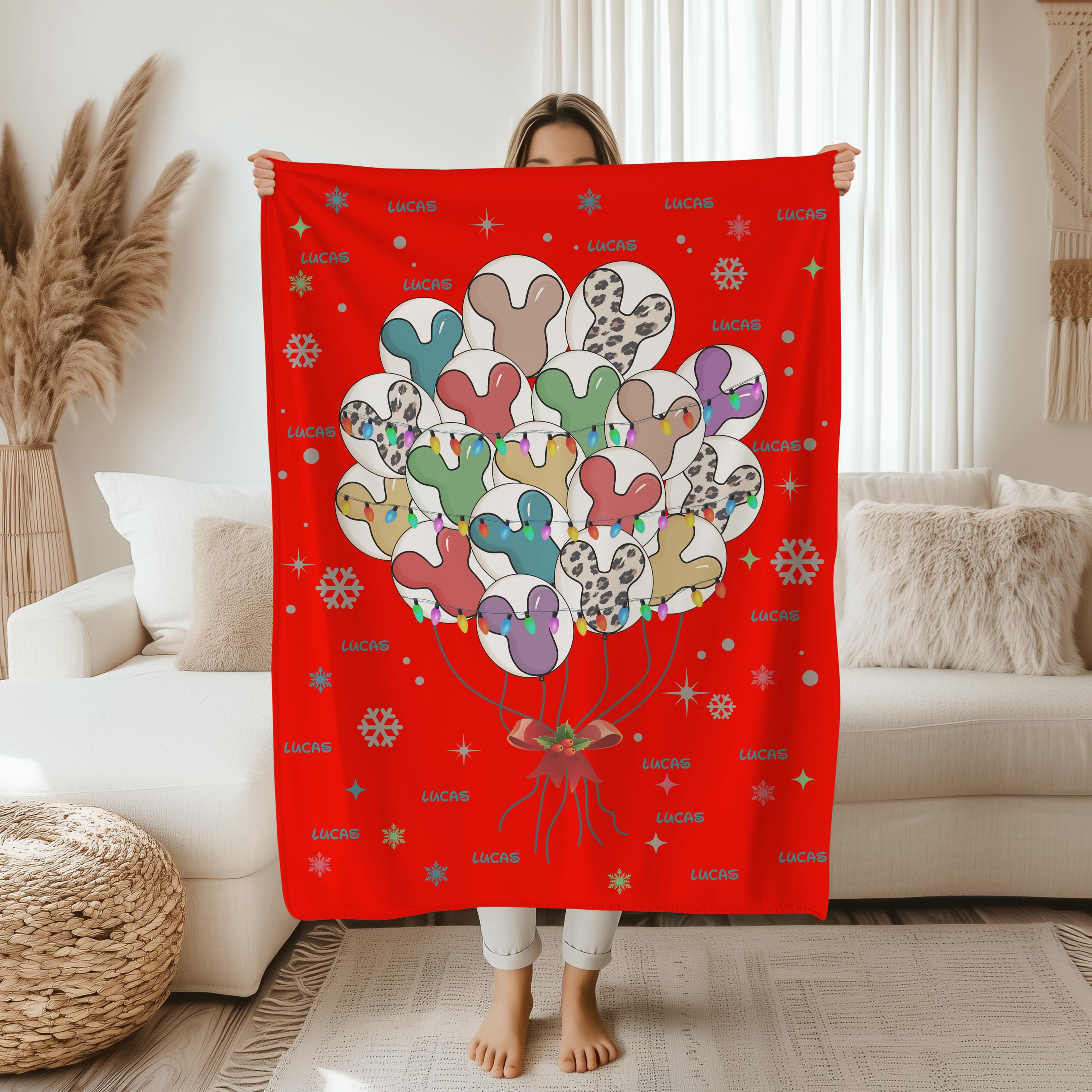 Mickey Balloon Sherpa Blanket,Personalised Toddler Blanket,Custom Baby Blanket,Disney Home Decor,Disney Blanket for Kids,Baby Shower Gift