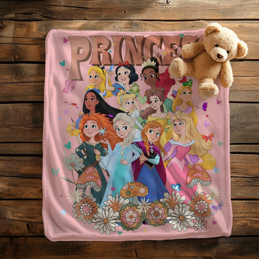 Disney Princess Blanket, Princess Blanket For Girls, Princess Lover Blanket, Princess Gift For Girls,Baby Shower Gift, Disney Nursery Decor