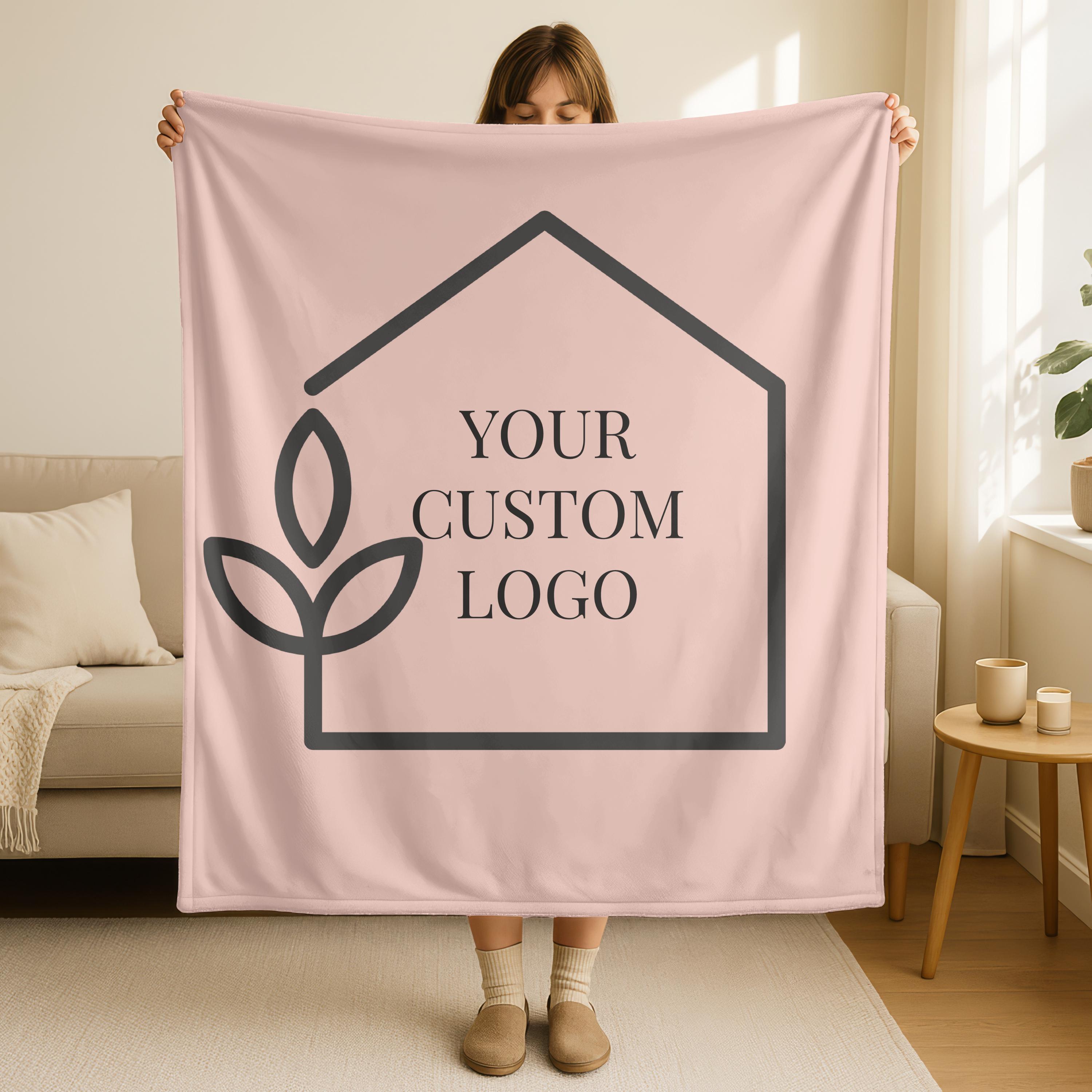 Custom Logo Blanket,Appreciation Gift For Company Corporate,Office Coworker Gift,Your Business Logo Design Here, Custom Business Branding