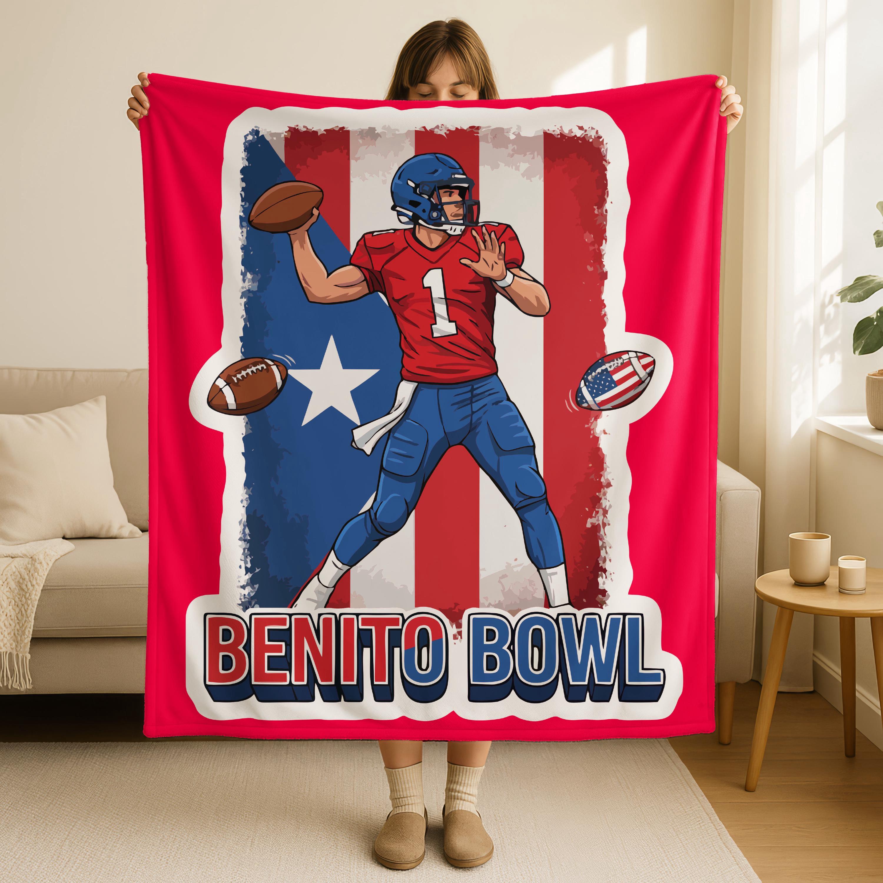 A-Benito Bowl Blanket, Football’s Biggest Night Blanket, Latin Music Fan Blanket, Bad Bunny Gift, Puerto Rico Blanket,Bunny Blanket Gift