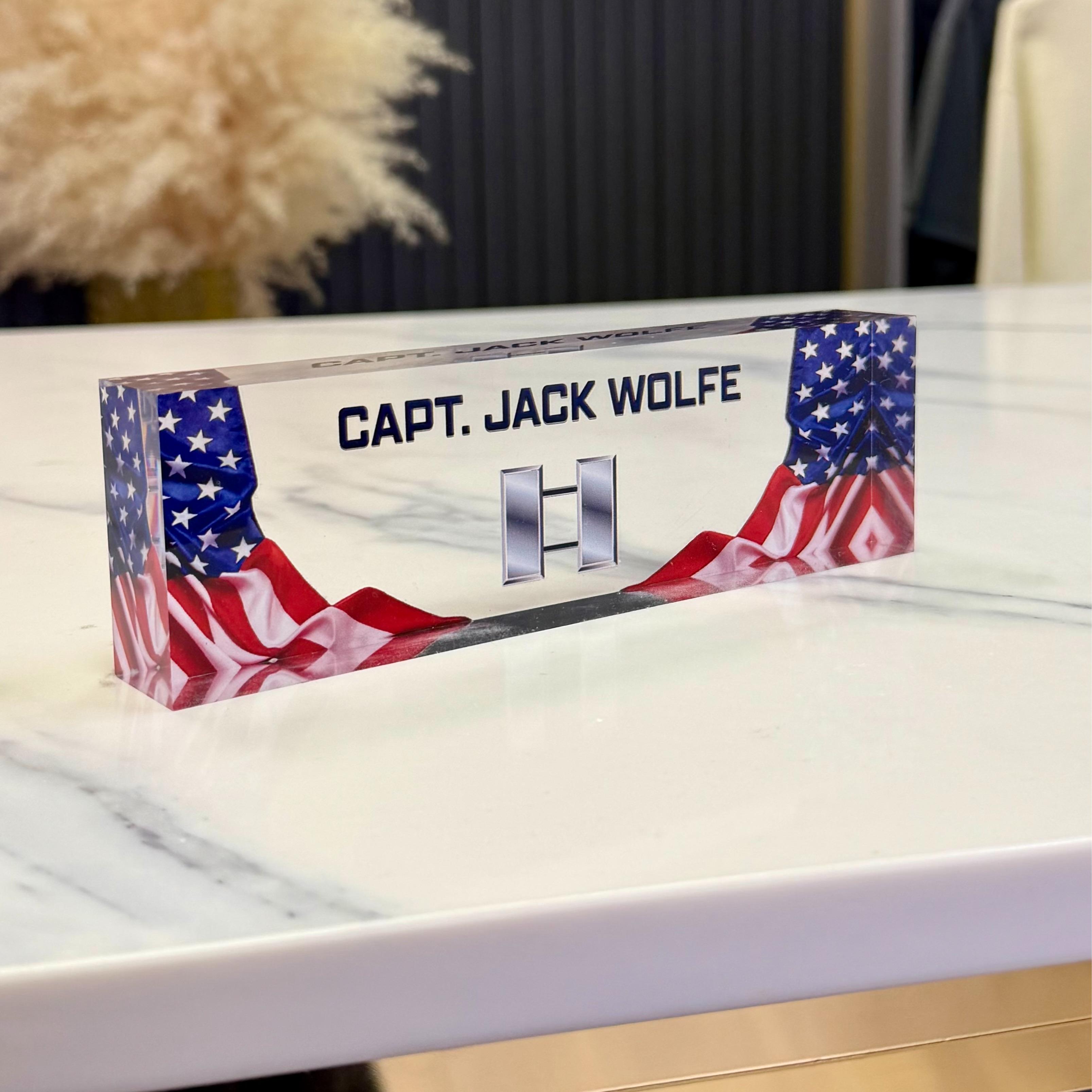 Clear Acrylic Desk Name Plates 8x2.5x1.25 Inch Personalized Blank Acrylic Glass Blocks, Custom DIY Name Plates for Office, School, Teacher Employee Gifts