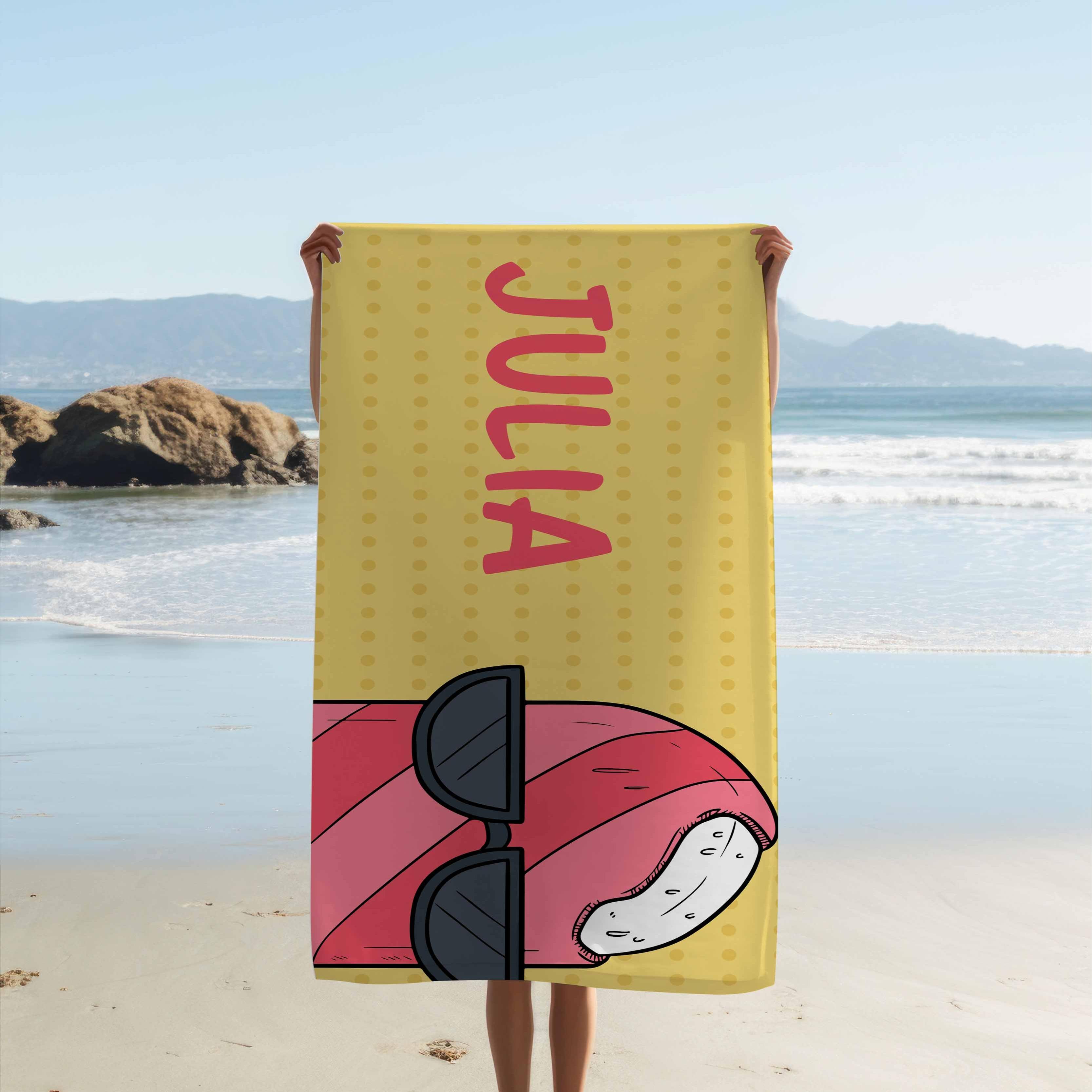 Custom Name Beach Towel - Personalized Summer Popsicle Design - Quick Dry Microfiber Pool & Beach Essentials