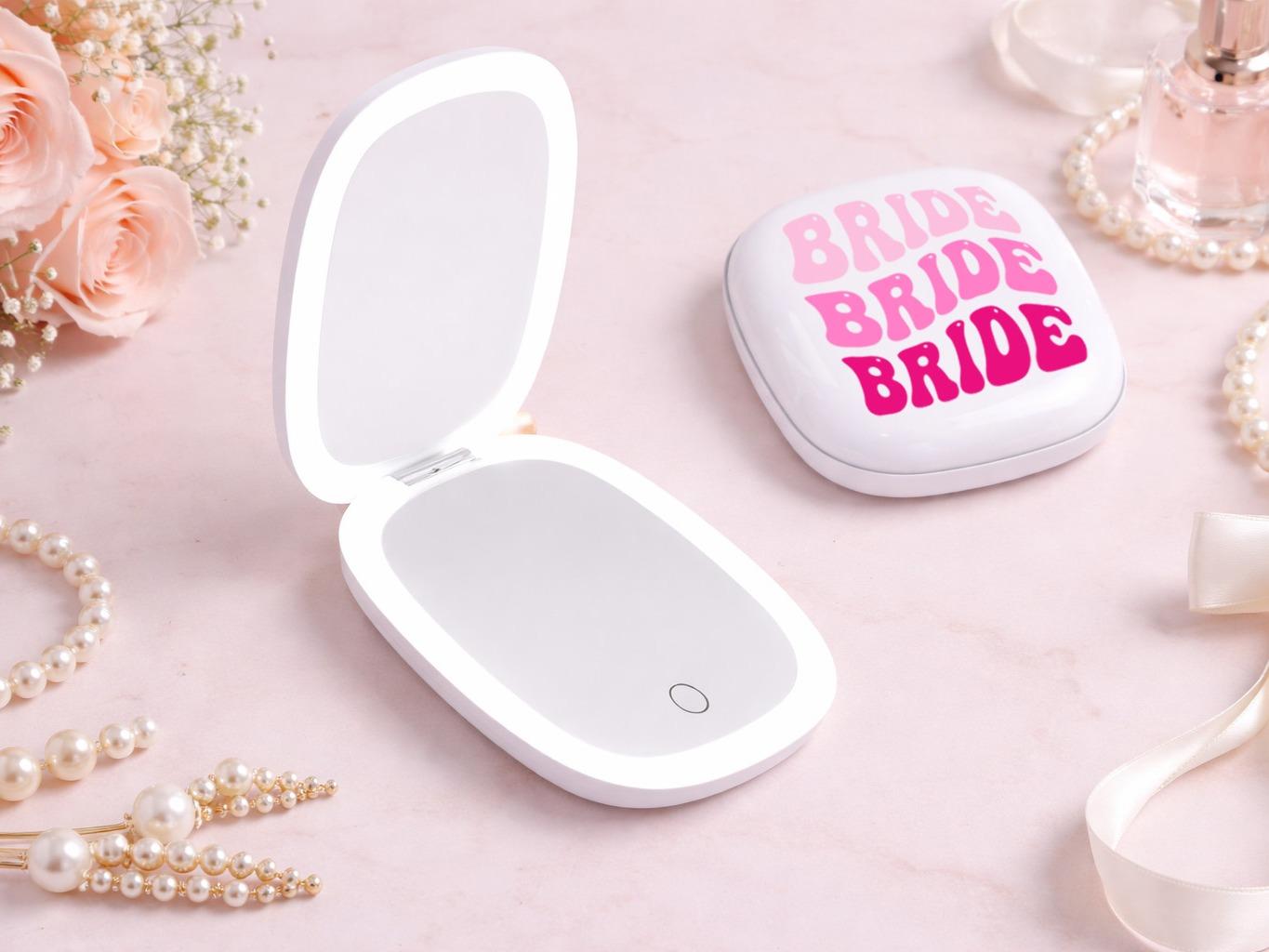 Mama Compact Mirror  Heart Design LED Makeup Mirror, Gift for Mom, Travel Lighted Pocket Mirror, Mother’s Day Gift