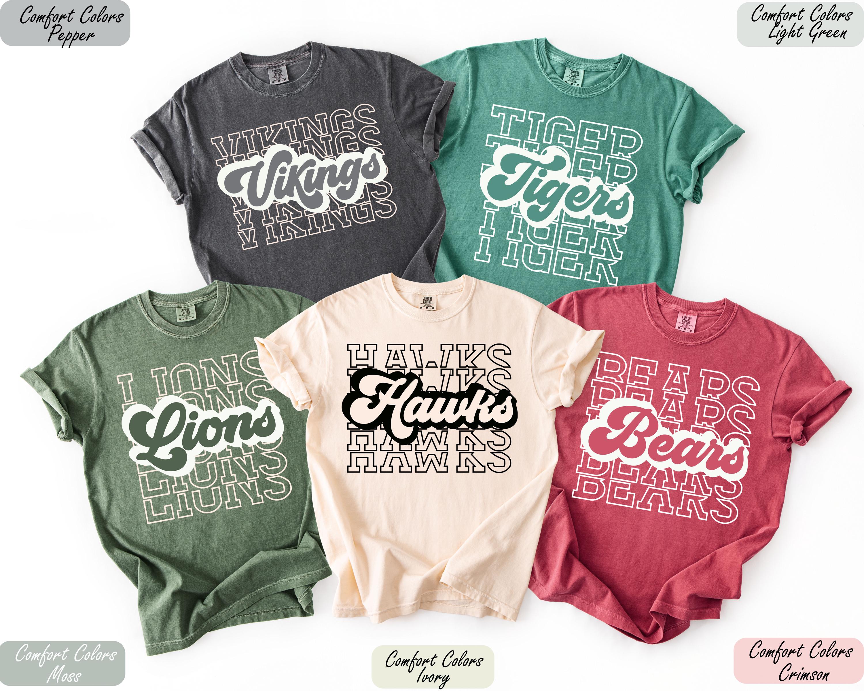Favorite Team T-Shirt, Team Mascot T-Shirt, School Team Name Shirt, Personalized School Spirit T-Shirt, Custom Stacked Team Name Shirt,