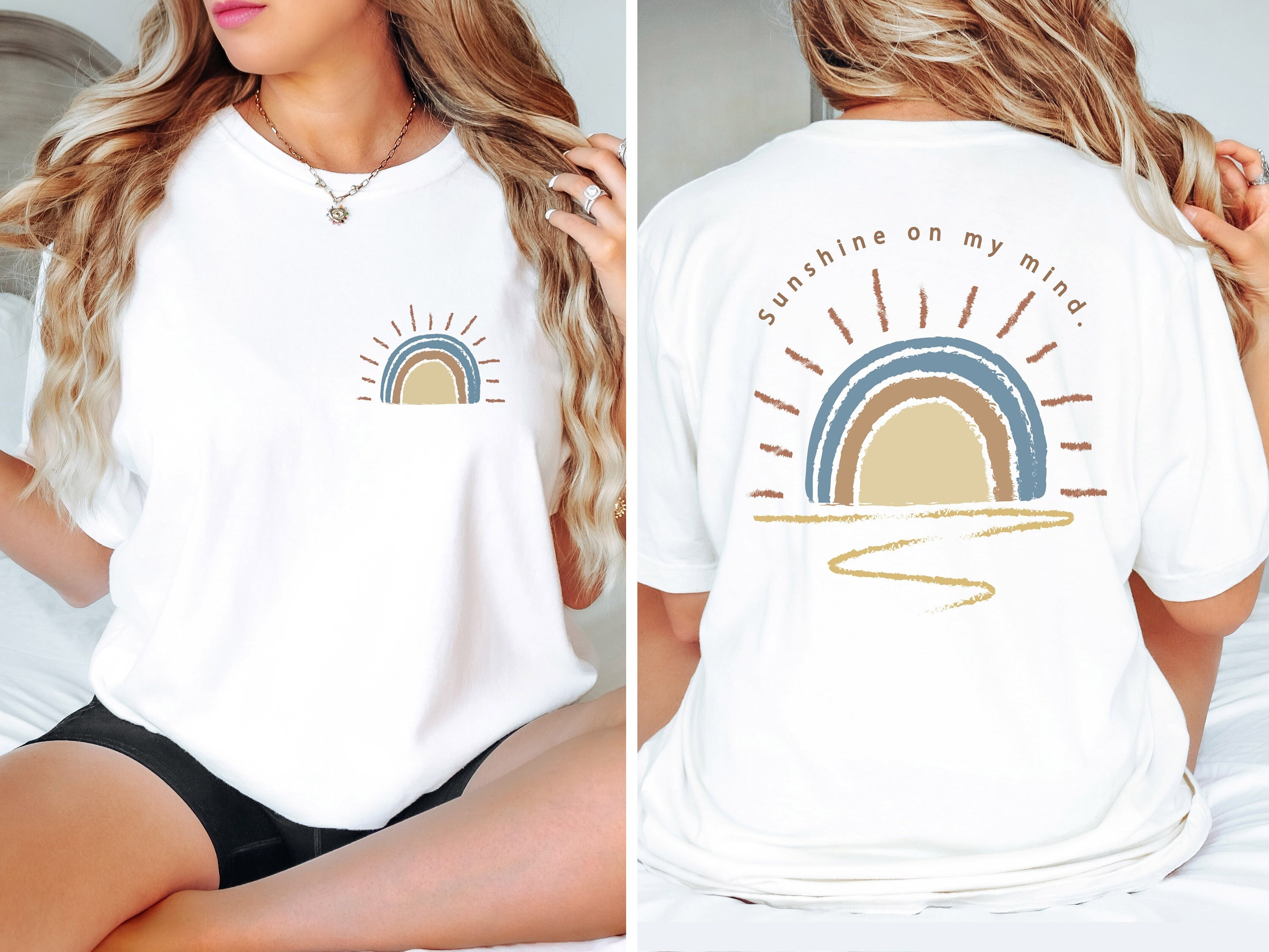 Retro Sun Shine On My Mind Shirt,Comfort Color Oversized Tshirt, Summer Shirt, Vacation Shirt, Beach Shirt, Summer Vacation Shirt,Boho Shirt