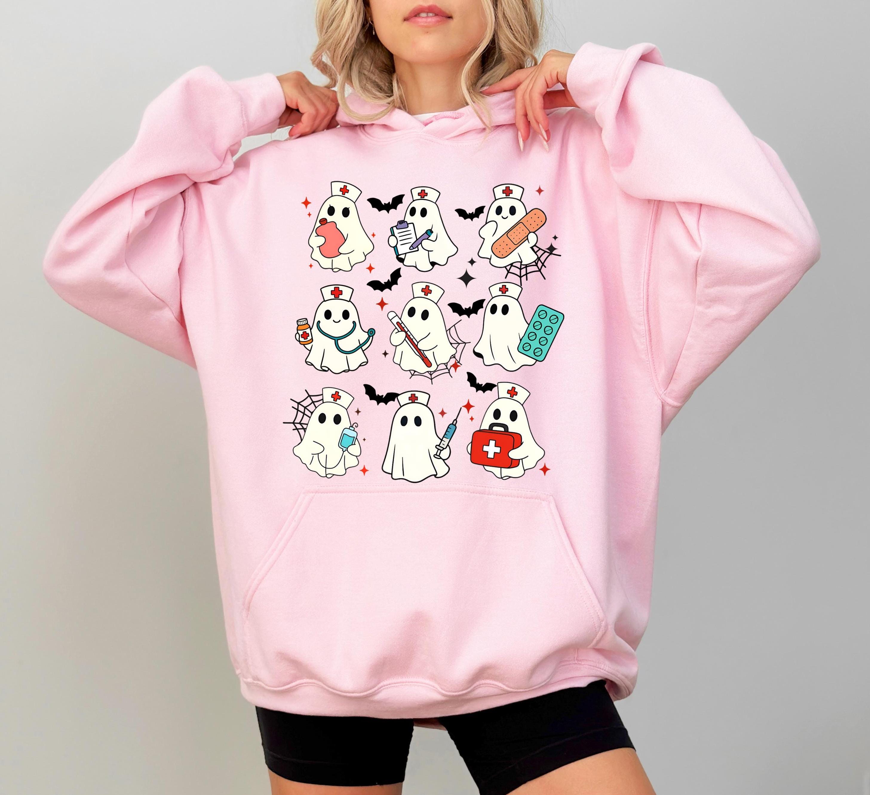 Nurse Hoodie, Er Nurse Vintage Halloween Team Hoodie,Halloween Ghost Nursing Hoodie,Spooky Emergency Department Squad,Ghost Nurse Sweatshirt