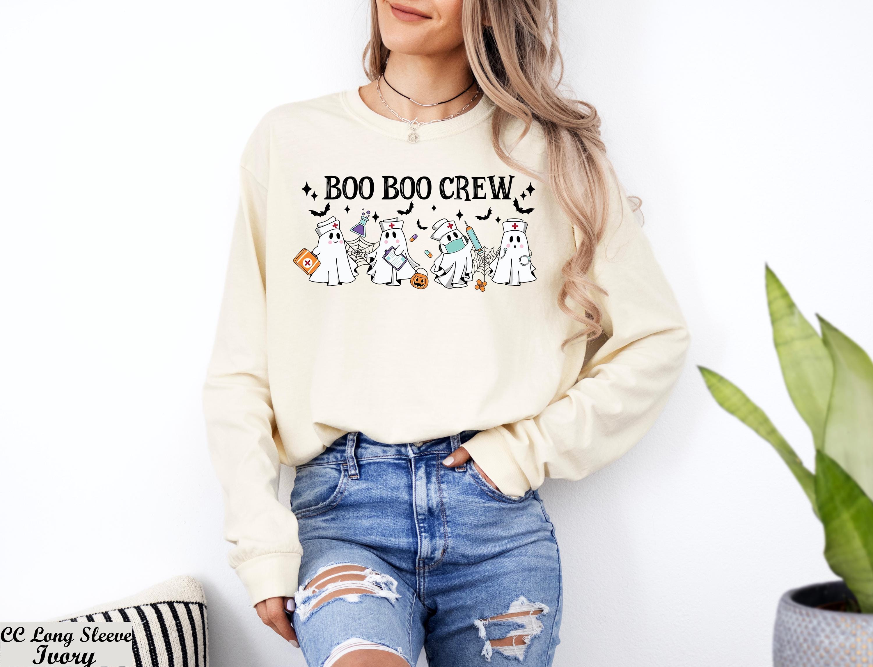 Halloween Boo Boo Crew Sweatshirt, Halloween Ghost Nurse Sweater, Spooky Nurse Sweater, Funny Ghost Nurse Crewneck, Fall ER Nurse Shirt
