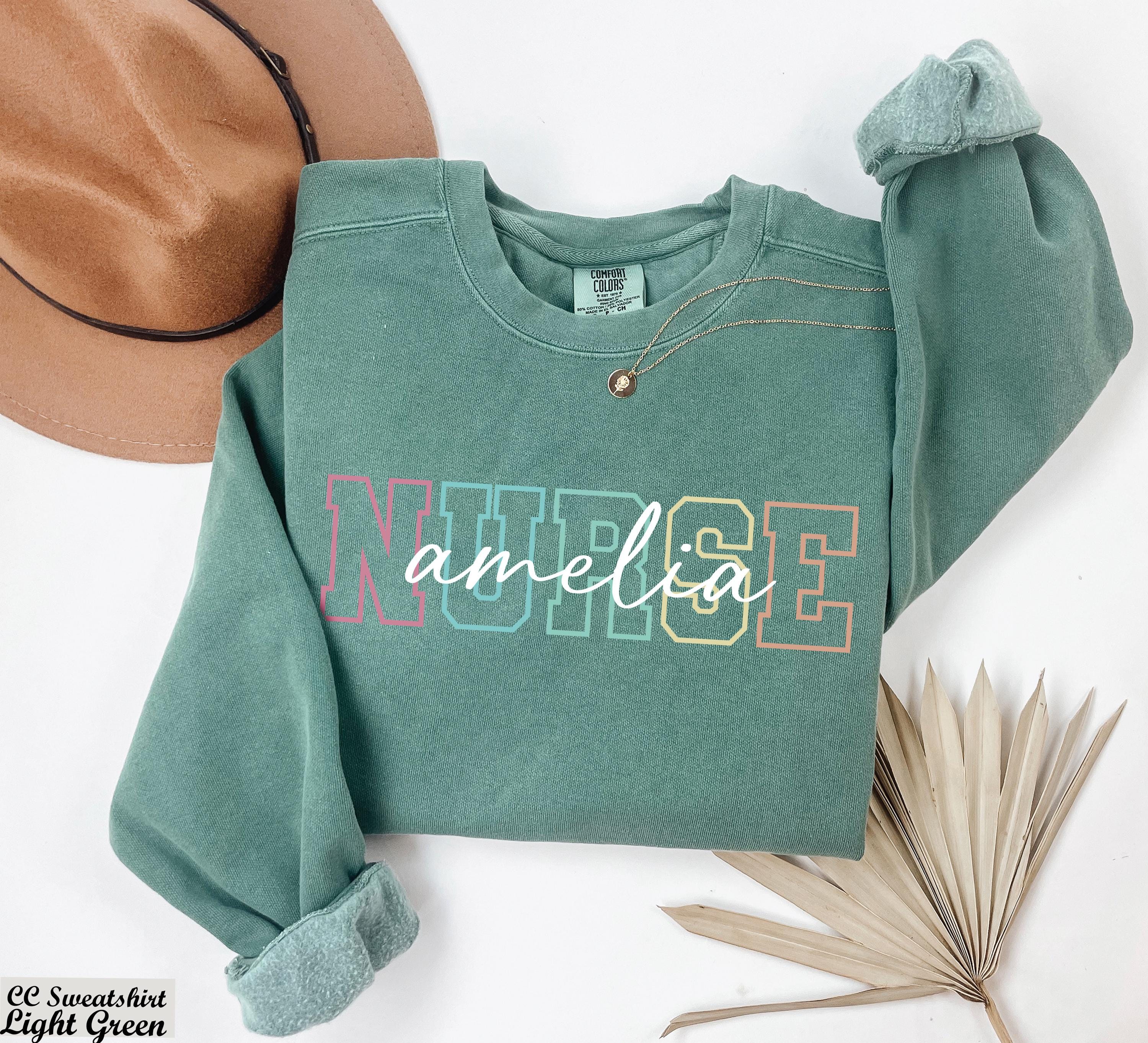 Custom Nurse Sweatshirt With Name, Personalized Registered Nurse, Custom Nurse Crewneck, Nursing School Sweater,ER Nurse Sweater,Nursing Tee