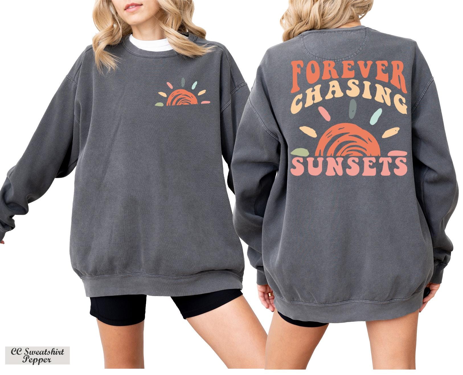Forever Chasing Sunset Sweatshirt, Cute Sunsets Travel Long Sleeve Shirt, Retro Beach Sweater, Tropical Sweater, Retro Summer Sweatshirt