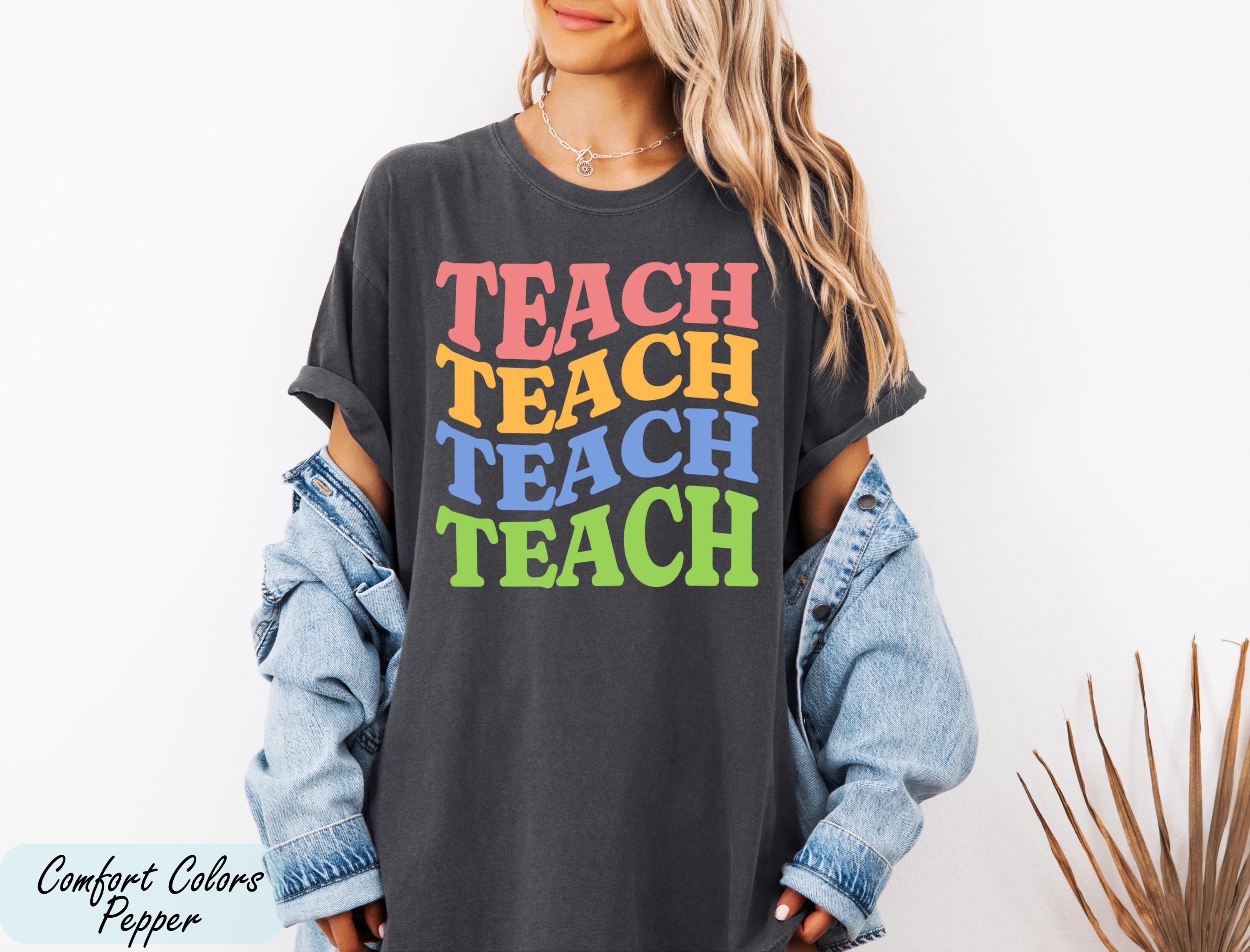 Comfort Colors Teach Shirt, Teacher Back to School Gift, Teacher Aesthetic Tee, Back To School Gift, Teacher Appreciation, Wavy Teach Shirt