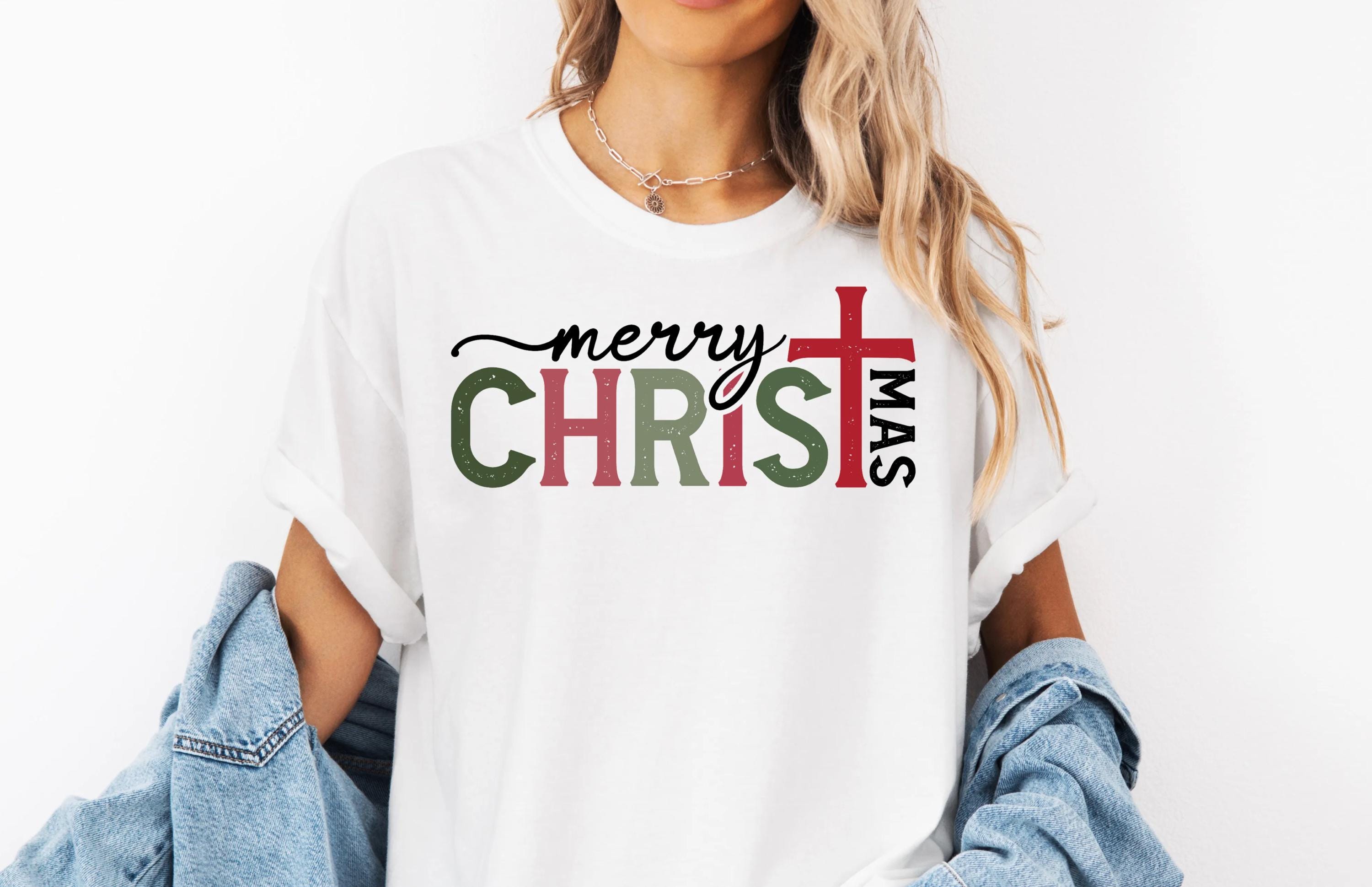 Christian Merry Christmas Tee, Jesus Christmas Shirt, Christmas Shirt, Women Christmas Shirt, Xmas Tshirt, Religious Mom Gift, Xmas Gifts