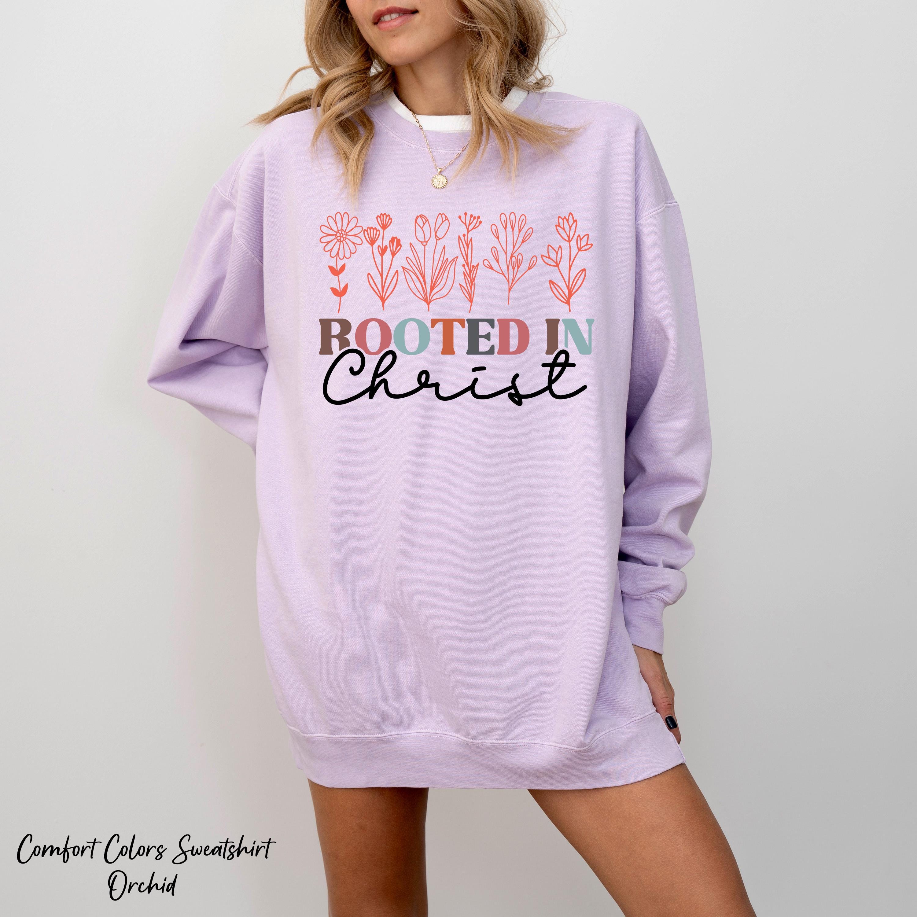 Rooted in Christ Sweatshirt, Faith-Based Tree and Cross Crewneck, Religious Gift, Inspirational Shirt, Jesus Cross Shirt, Blessed Sweatshirt