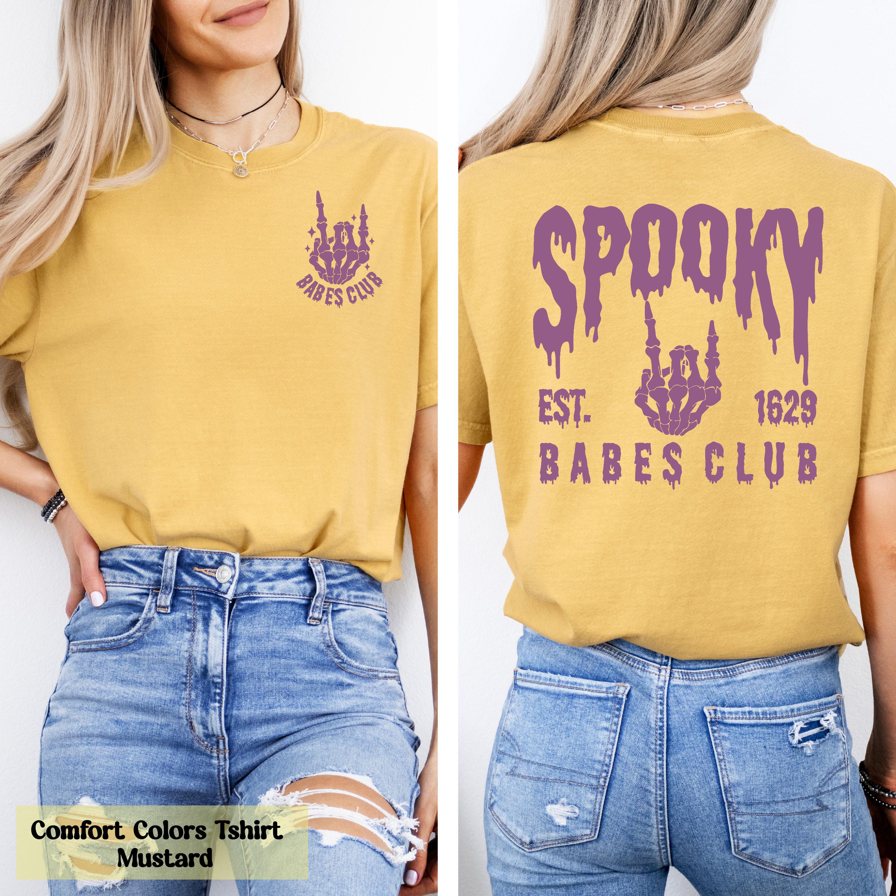 Comfort Colors® Spooky Babes Club Shirt, Funny Spooky Est Halloween Tee, Witch Shirt Women, Skeleton Hand Spooky Tee, Halloween Witch Shirt