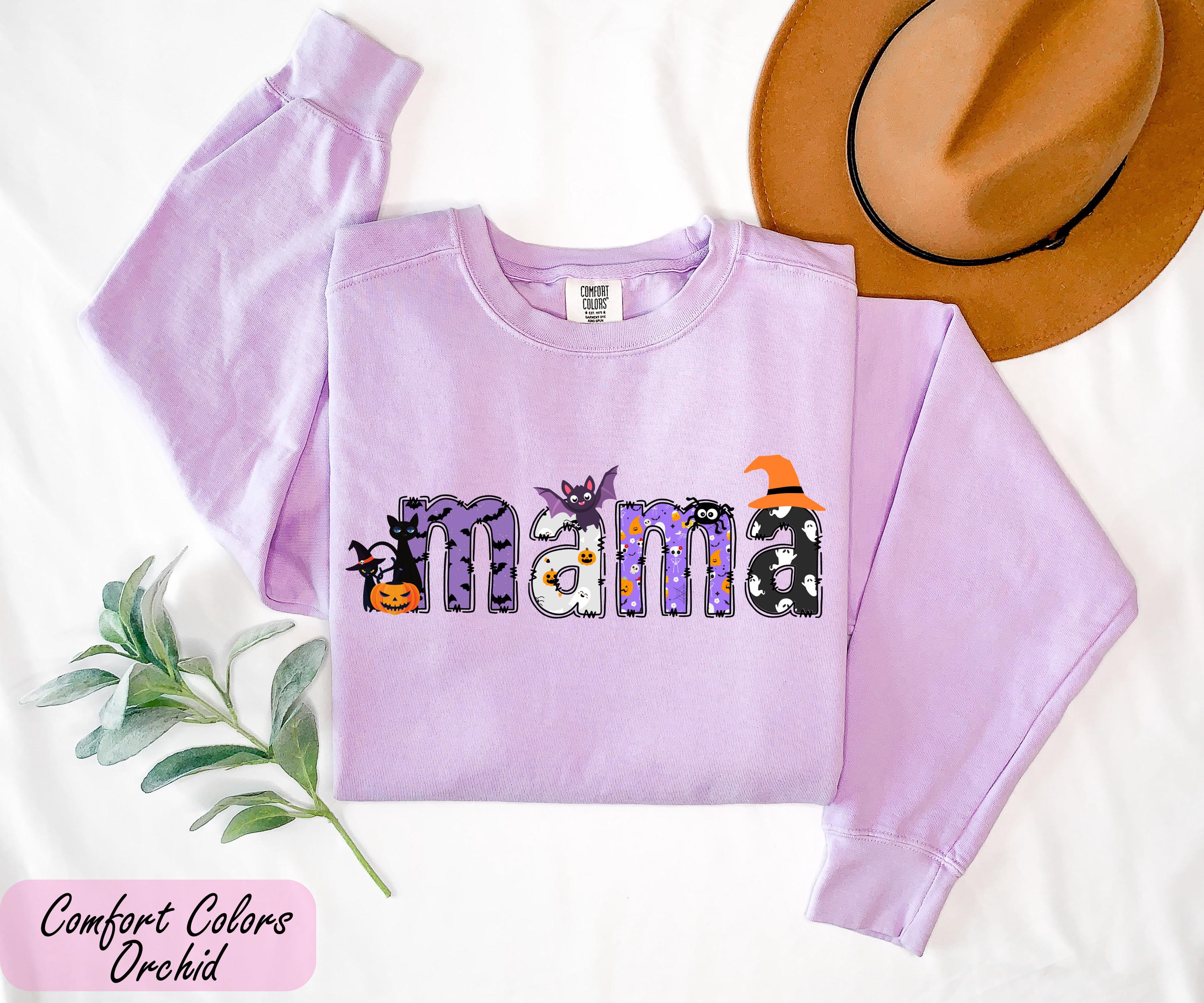 Comfort Colors Halloween Mama Sweatshirt, Spooky Mama Crewneck, Halloween Mom Sweatshirt Gift, Halloween Gift for Mama, Spooky Mom Outfit