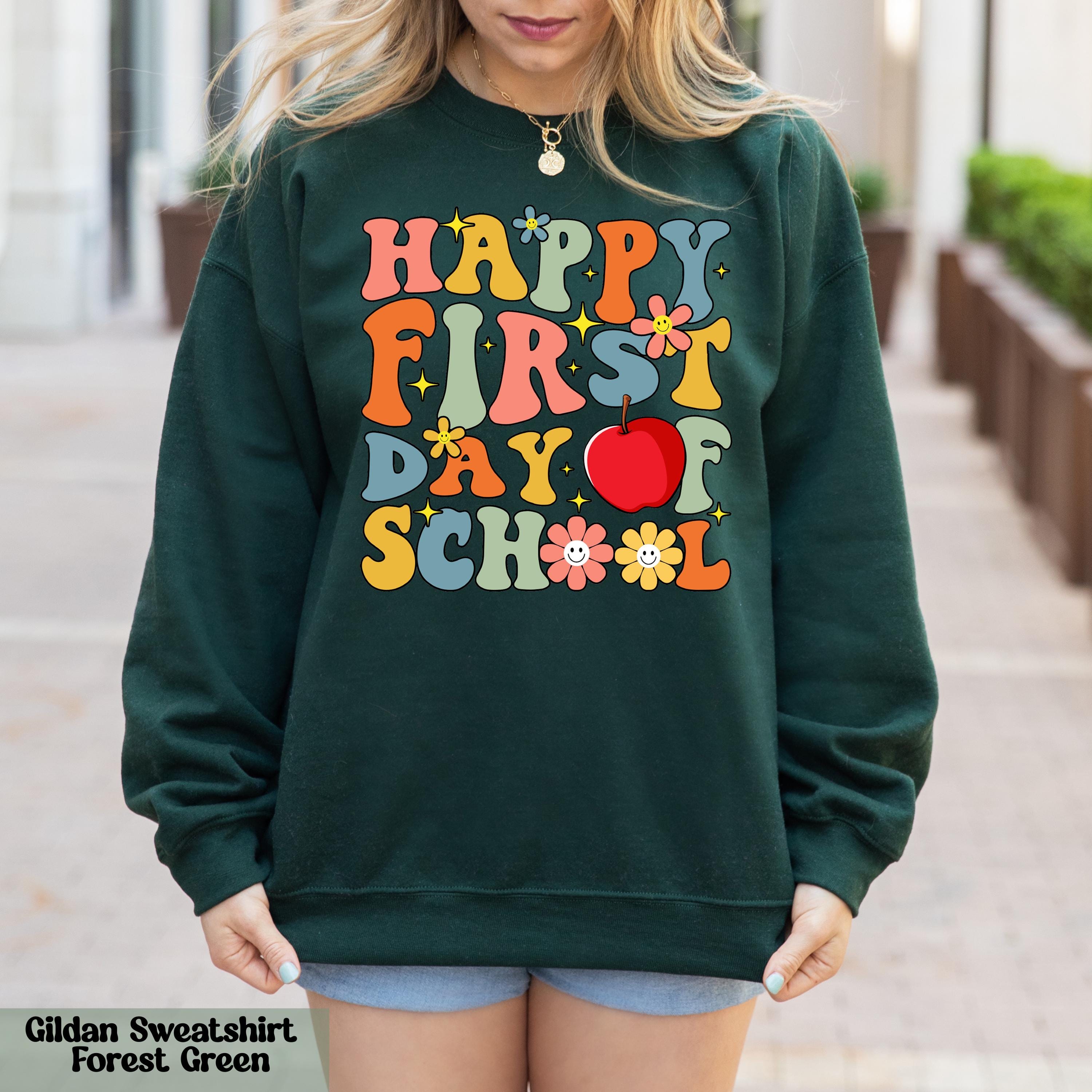 Happy First Day of School Sweatshirt, Back to School Crewneck, Teacher Appreciation Gift, Welcome Back to School Gift, Teacher Sweatshirt