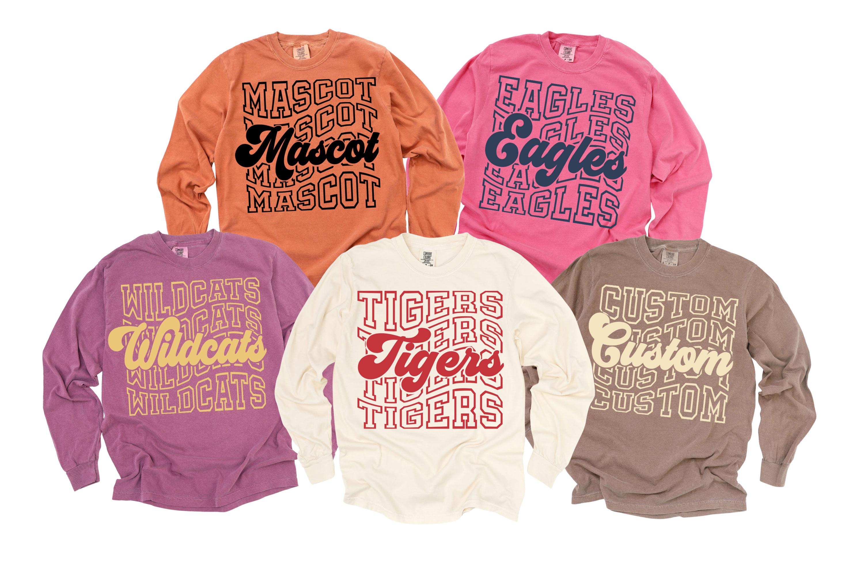 Custom School Team Name Sweatshirt, Team Mascot Crewneck, Custom Team Long Sleeve, School Spirit Long SleevePersonalized Sports Team Gifts