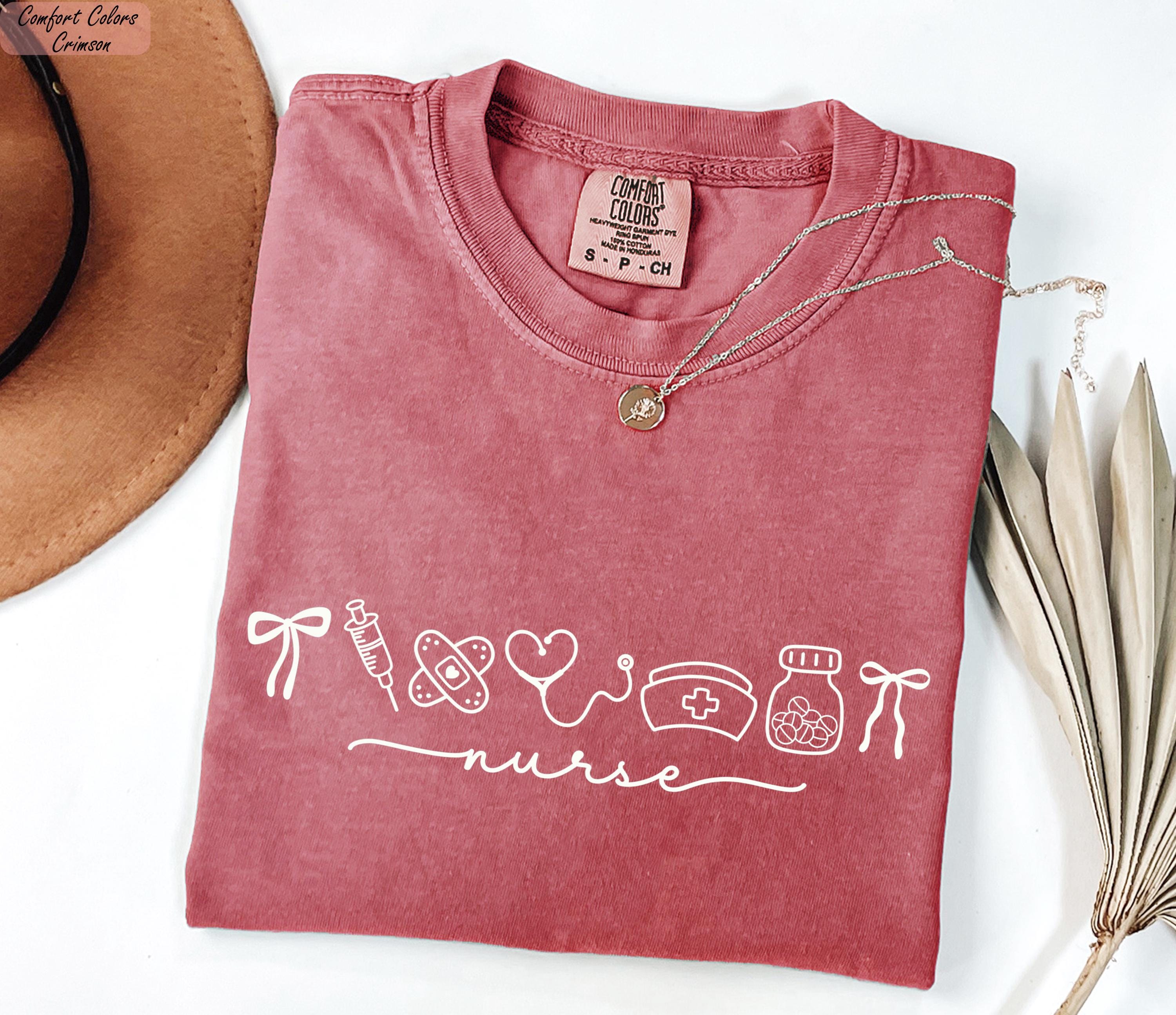 Nurse Icon Shirt, Nursing Icons T-Shirt, Registered Nurse Shirts, Gifts For Nurses, Cute Medical Icon T-Shirt, Coquette Nurse Icons Shirt