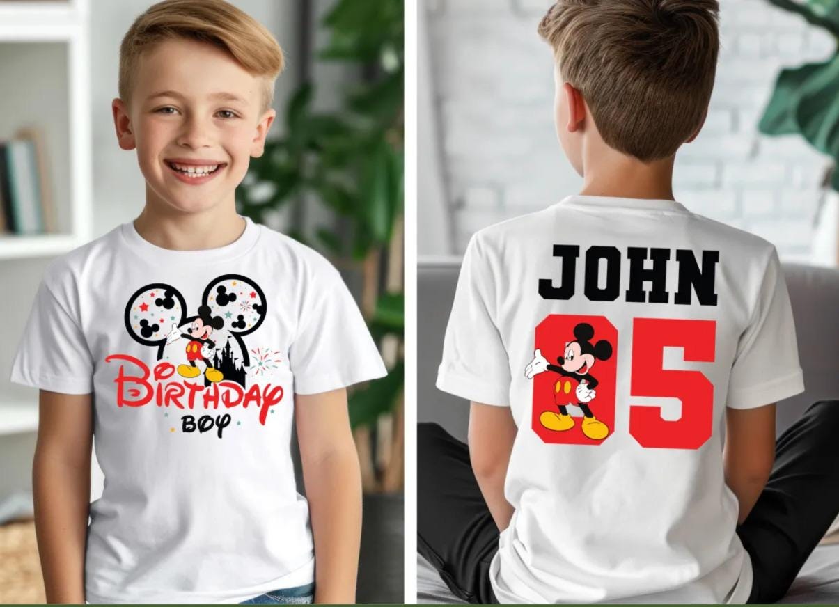 Personalized Name Mickey Mouse Birthday Boy Shirt, Custom Birthday Boy Gift, Magic Kingdom Disney Boy Birthday Tee, Mickey Mouse Birthday