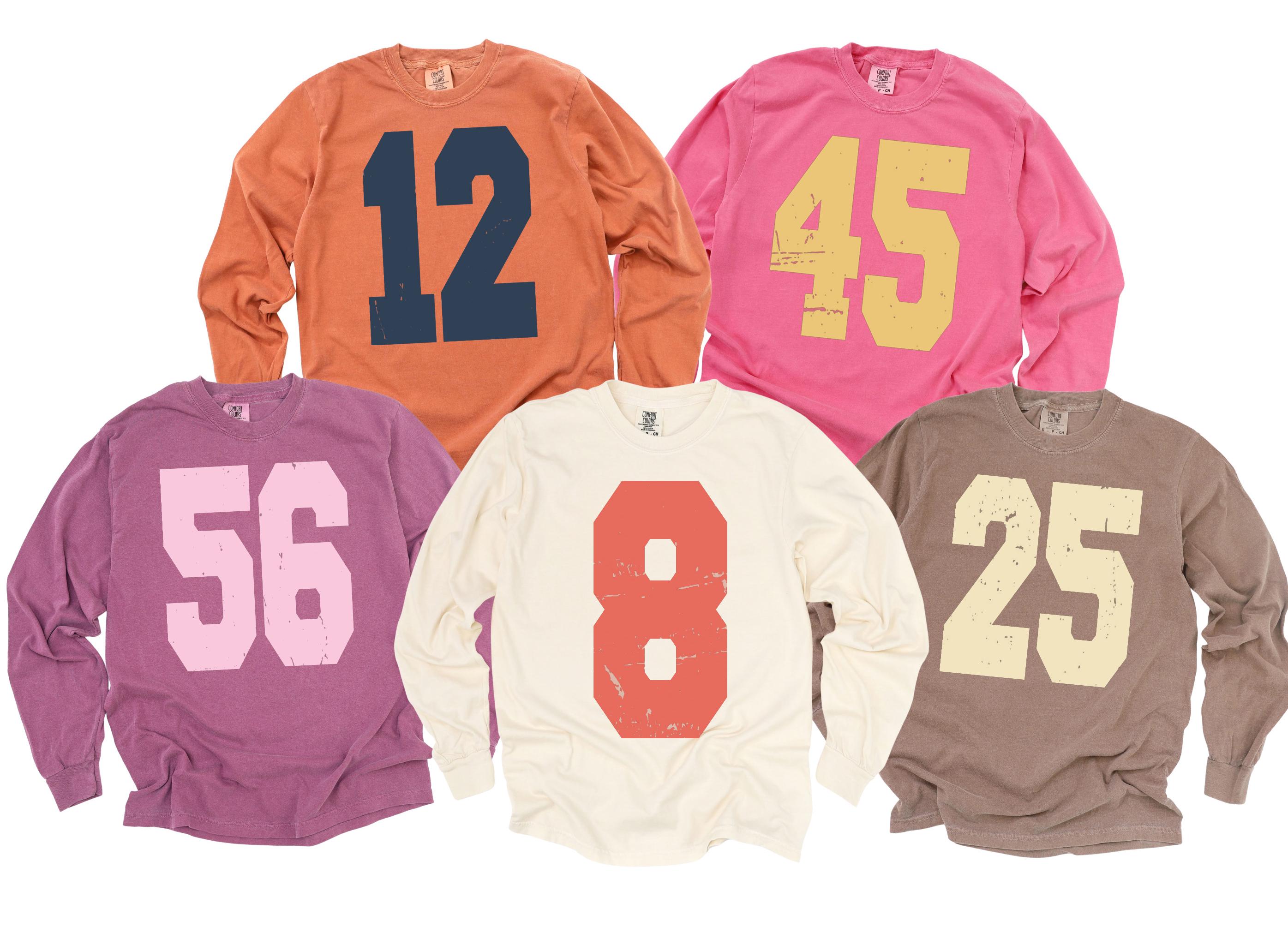Custom Jersey Number Sweatshirt, Personalized Sports Number Long Sleeve T-Shirt, Football Number Sweatshirt, College Football Sweatshirt