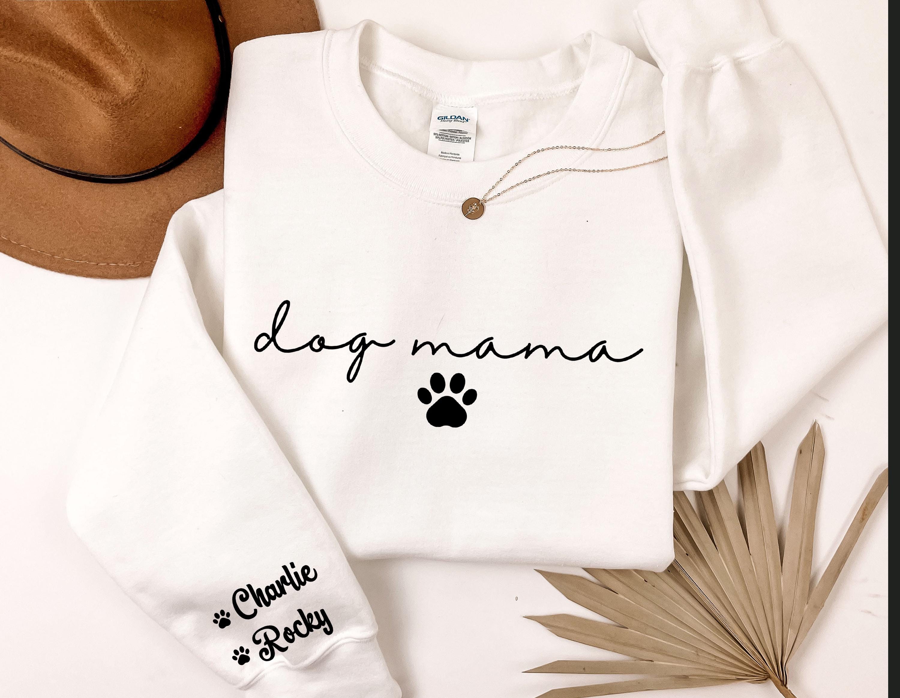 Custom Dog Mom Sweatshirt with Dogs Names, Fur Mama Sweatshirt, Dog Mom Long Sleeve Shirt, Personalized Dog Mom Gift, Customized Pet Sweat