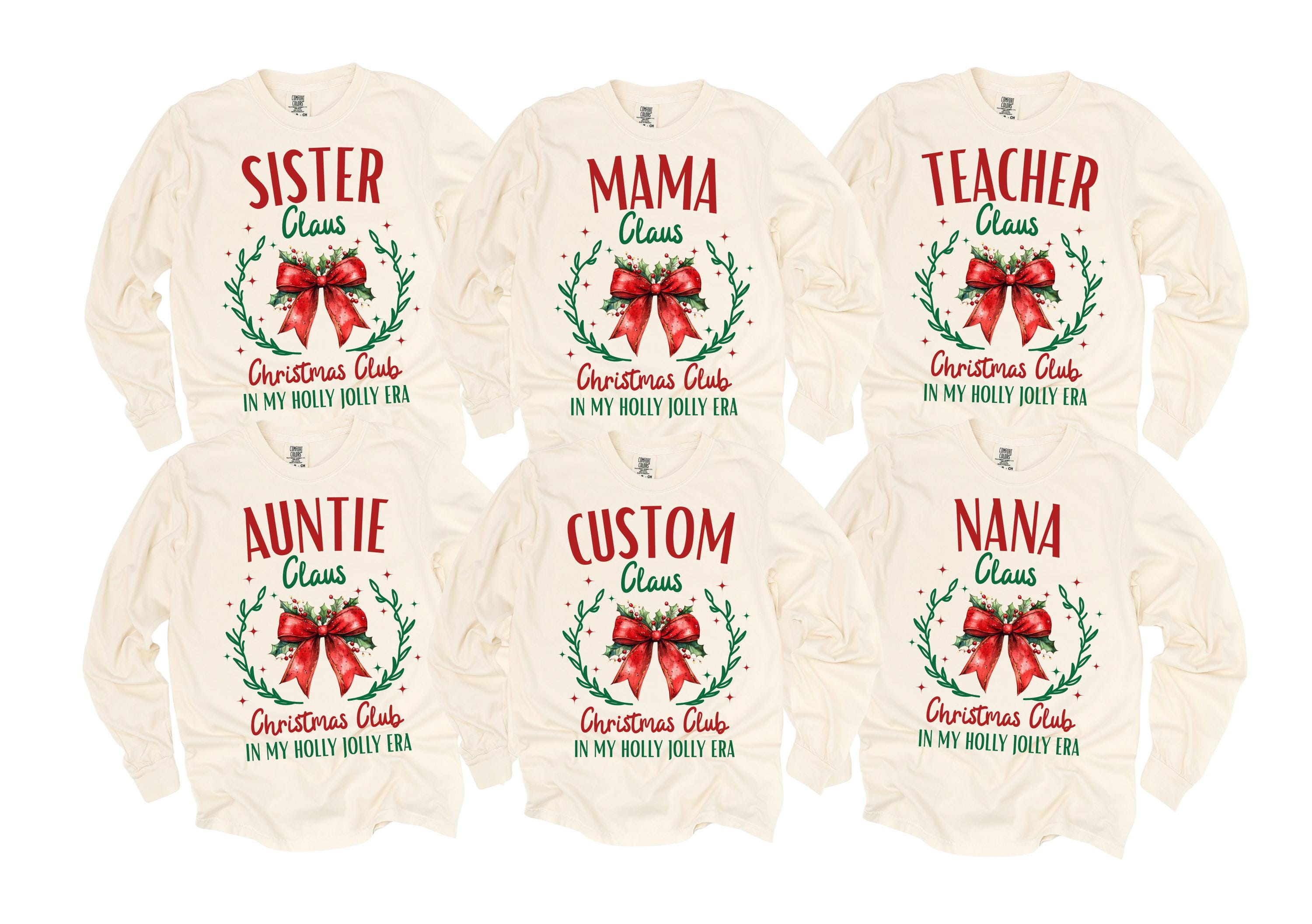 Custom Christmas Club Sweatshirt, Coquette Holiday Sweatshirt, Xmas Coquette Crewneck, Group Christmas Long Sleeve Shirt, Christmas Club