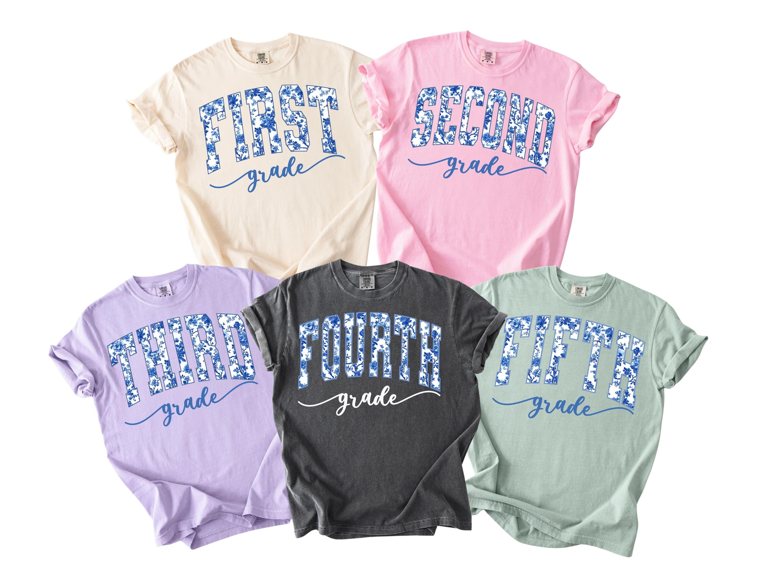Comfort Colors® First Grade Shirt, Blue Toile Second Grade Shirt,Third Grade Teacher Shirt,Teacher Appreciation Gift,Elementary School Tee