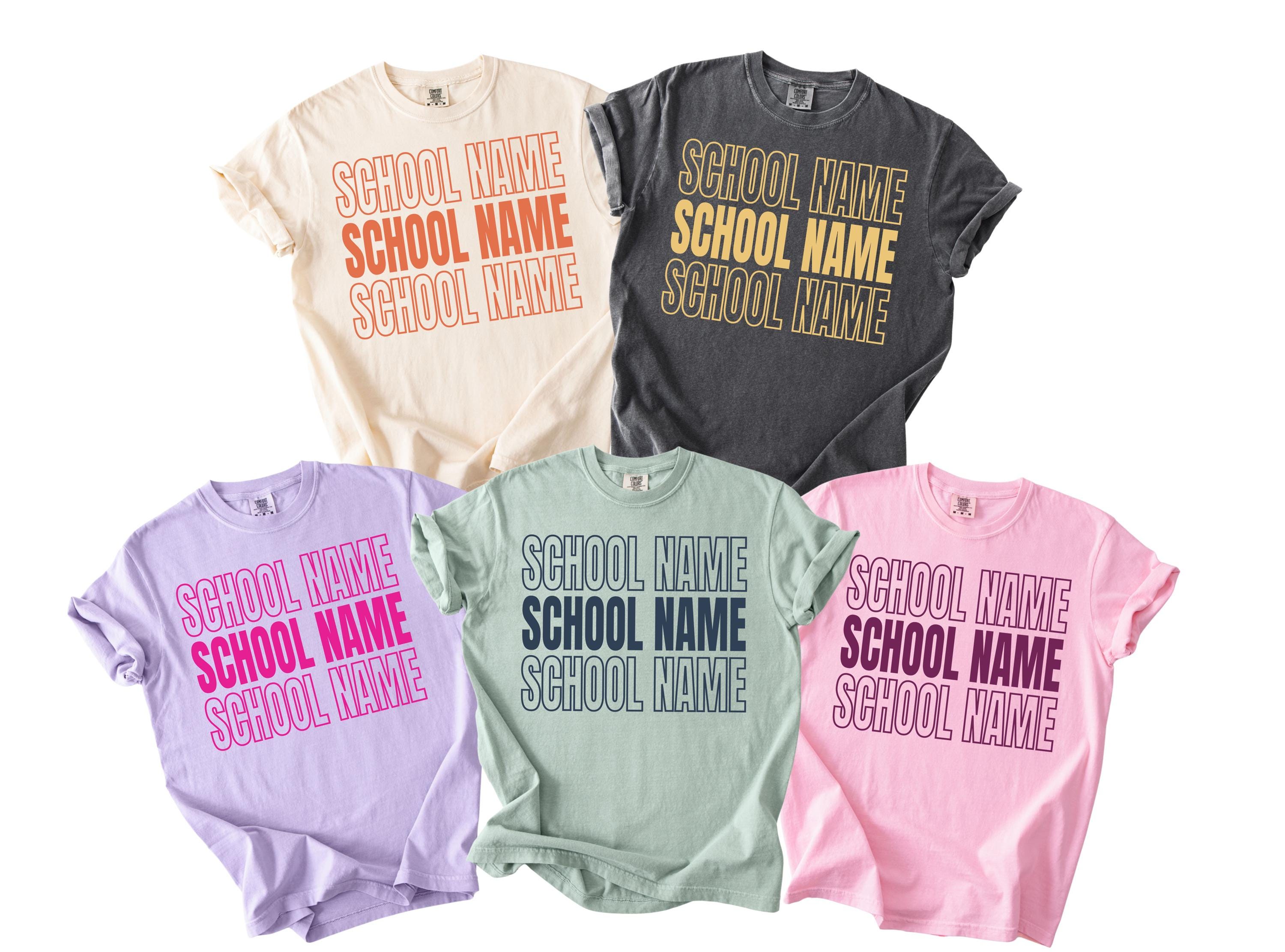 Comfort Colors® Custom School Name T-Shirt, Custom Name Gifts For Back To School, Custom Mascot Shirt, Custom Sports Tee, School Logo Tee
