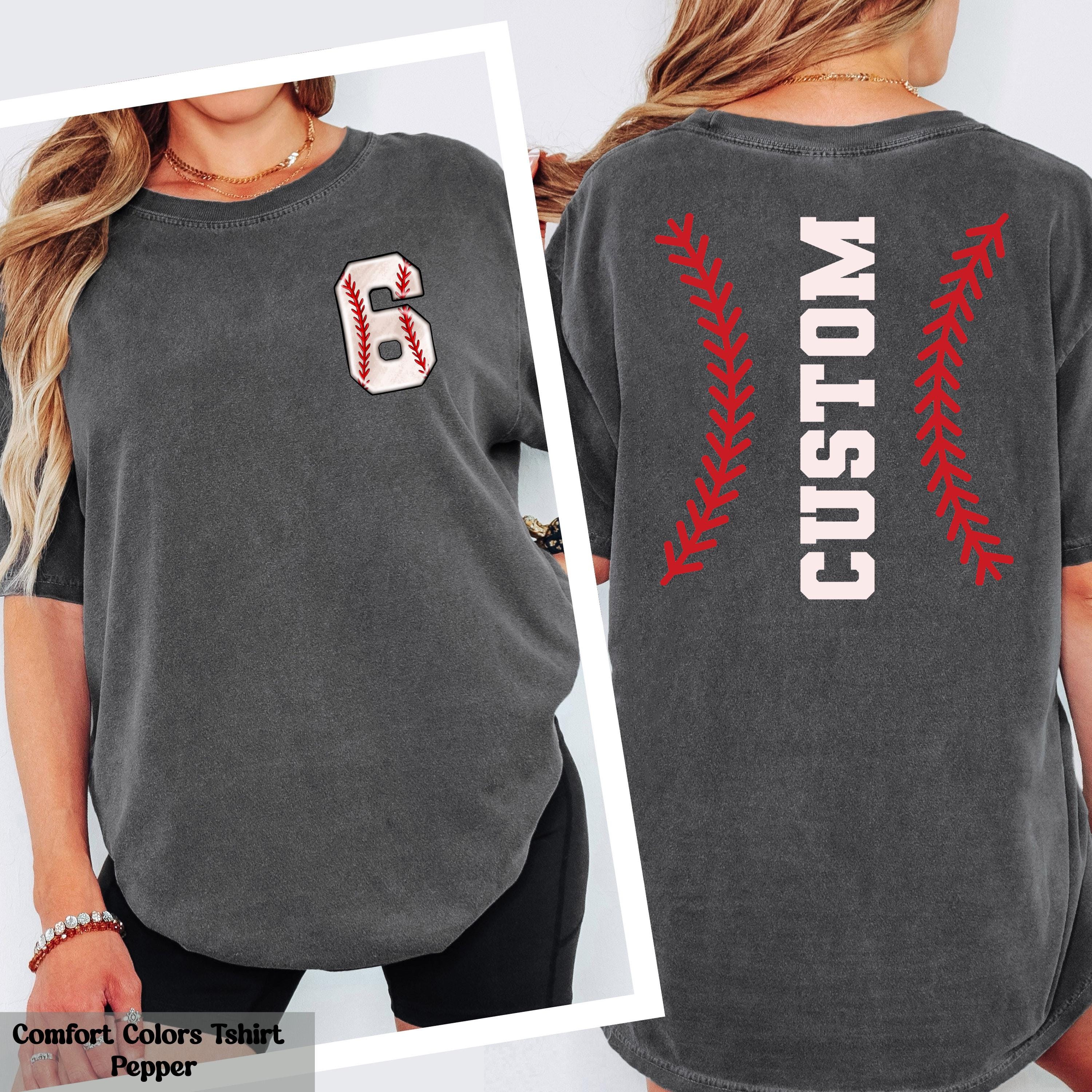 Custom Baseball Number Shirt, Customized Baseball Team Name Tee, Baseball Game Day T-Shirt, Baseball Mom Tee, Personalized Baseball Shirt