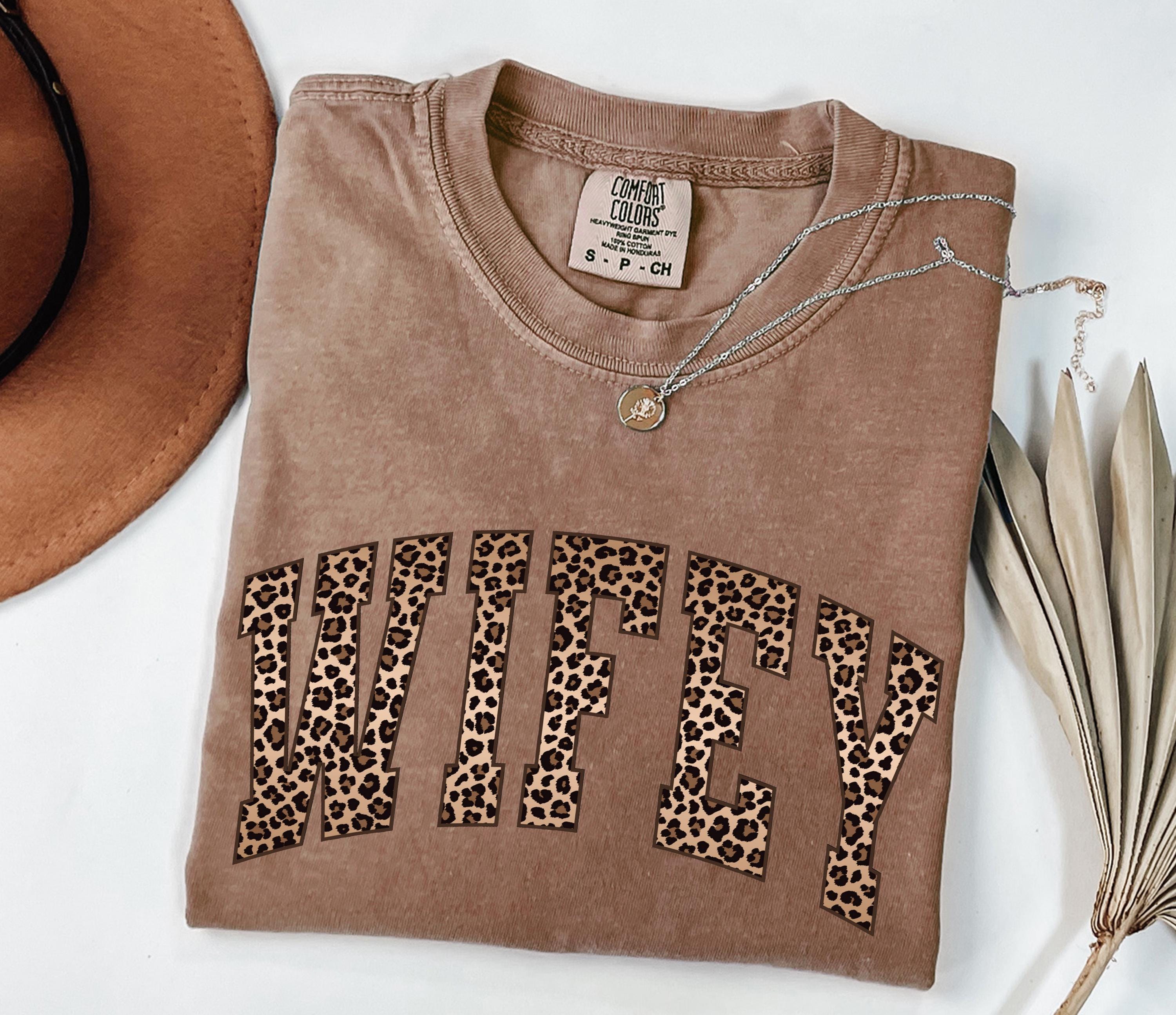 Comfort Colors® Leopard Wifey Shirt, Mrs Shirt for Women, Bride To Be Shirt, Honeymoon T Shirt, Bridal Shower Gift, Just Married T-Shirt