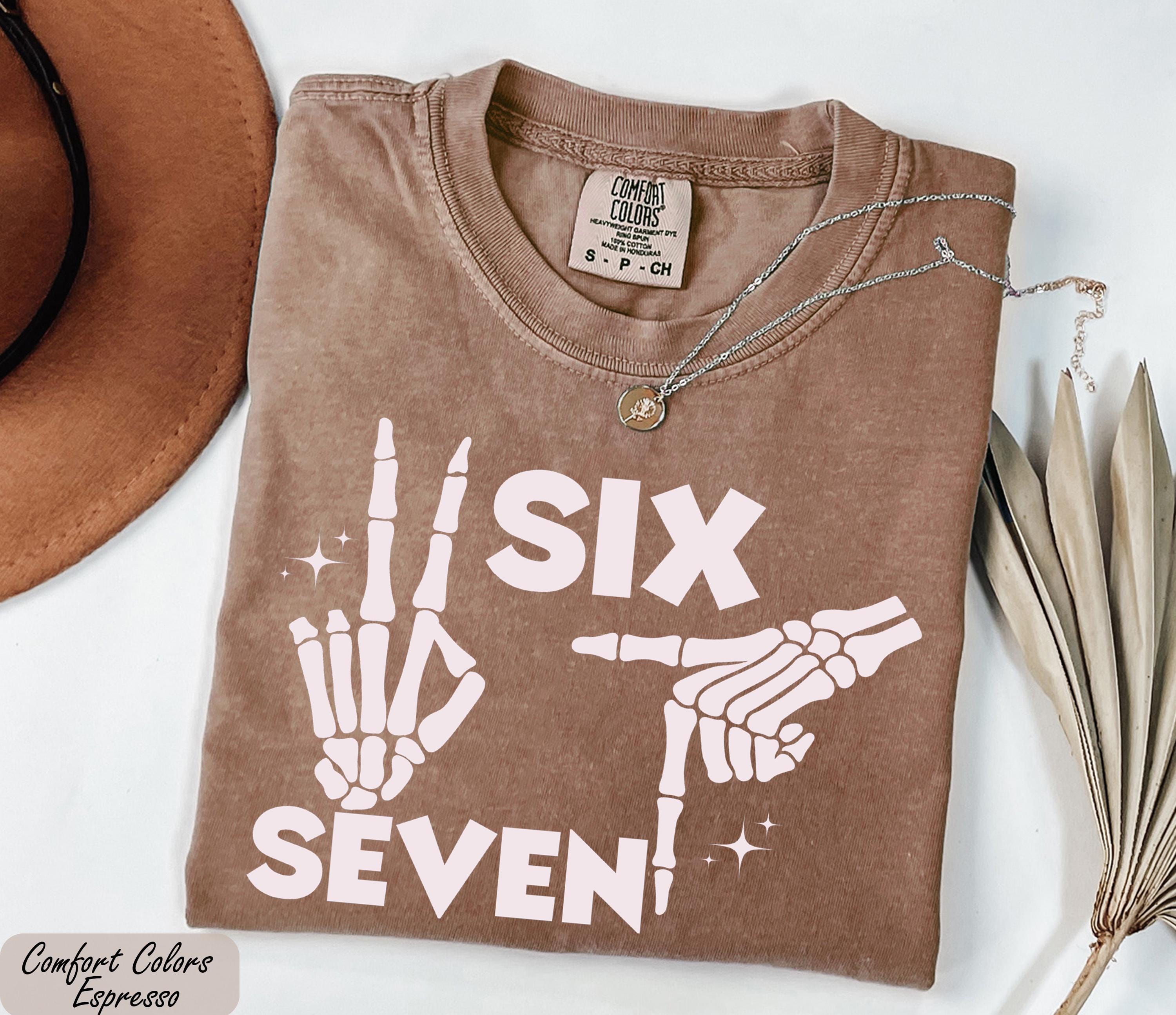 Comfort Colors® Funny Skeleton Hands Meme Shirt, 6 7 Meme Shirt, Trendy Couples Shirt, Six Seven T-Shirt, Funny Meme Shirt, 67 Couples Tee