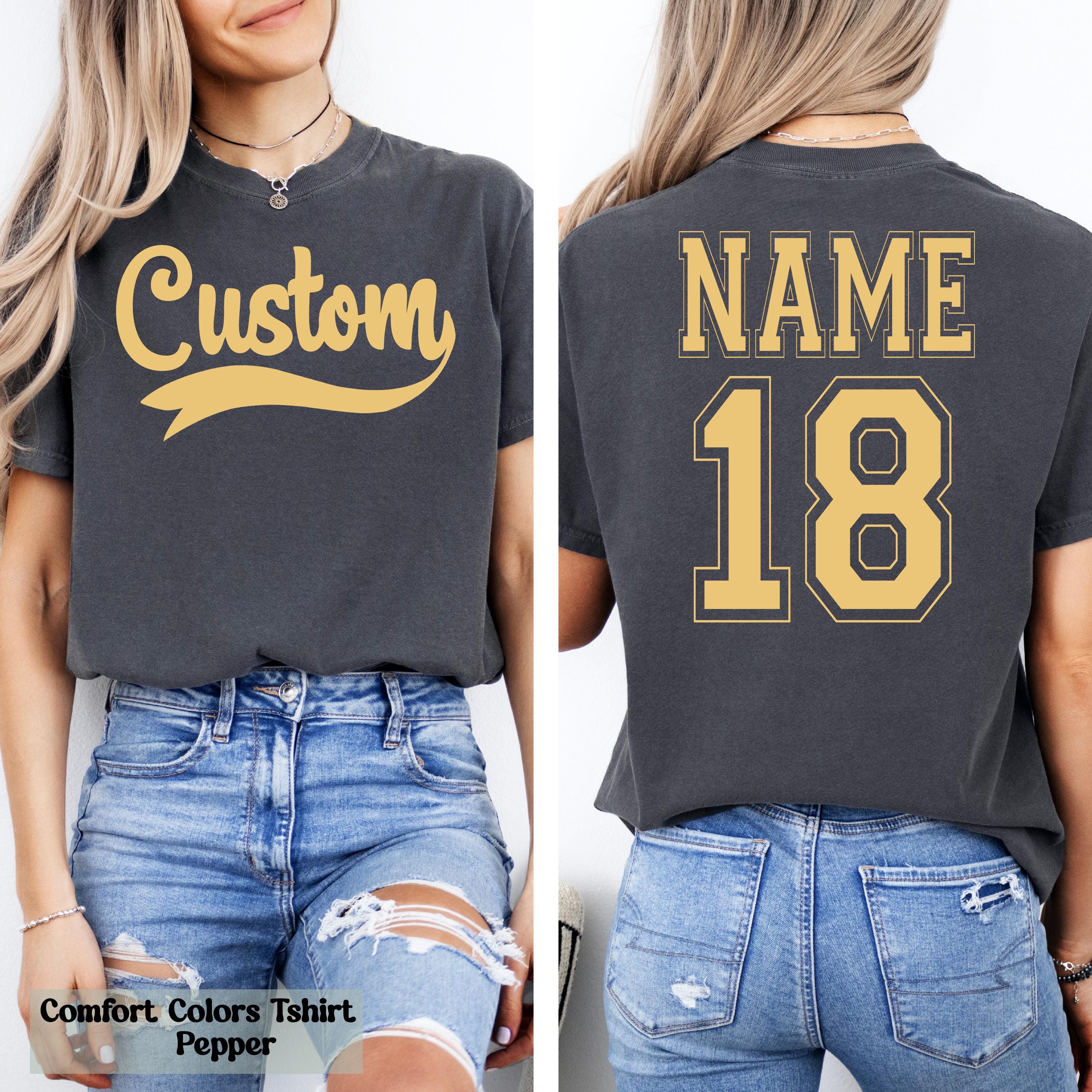 Comfort Colors Custom Team Name Shirt, Custom Sports Shirt with Name and Number, Custom Jersey Number Shirt, Customized Sport Team  Gift